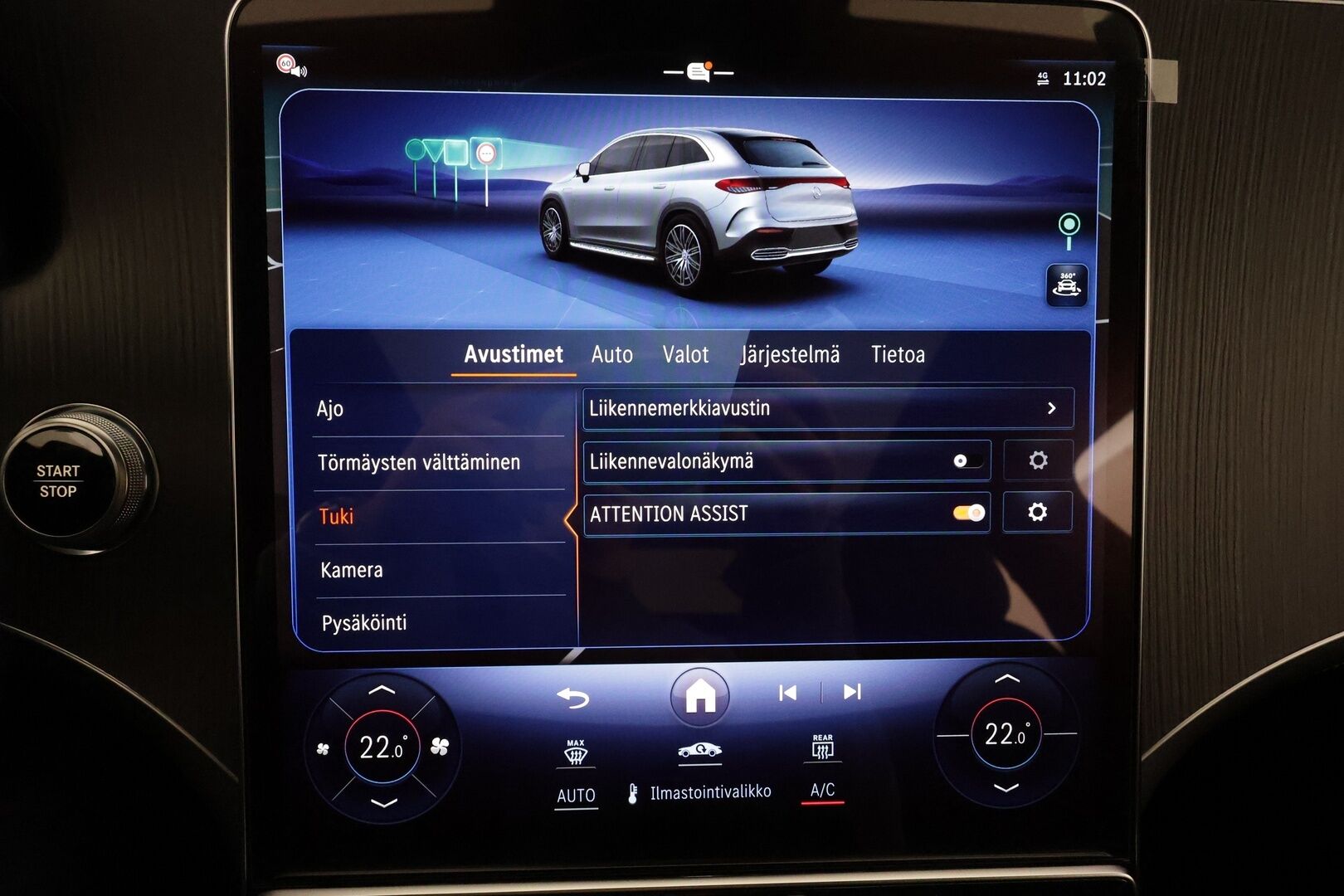 MERCEDES-BENZ EQE SUV 2023 350 4Matic * Distronic+ / Digital Light / 360° / Burmester / Muistipenkit / Panorama / Navi / KeylessGo / Koukku / ILP * - Kahdet renkaat aluvanteilla 