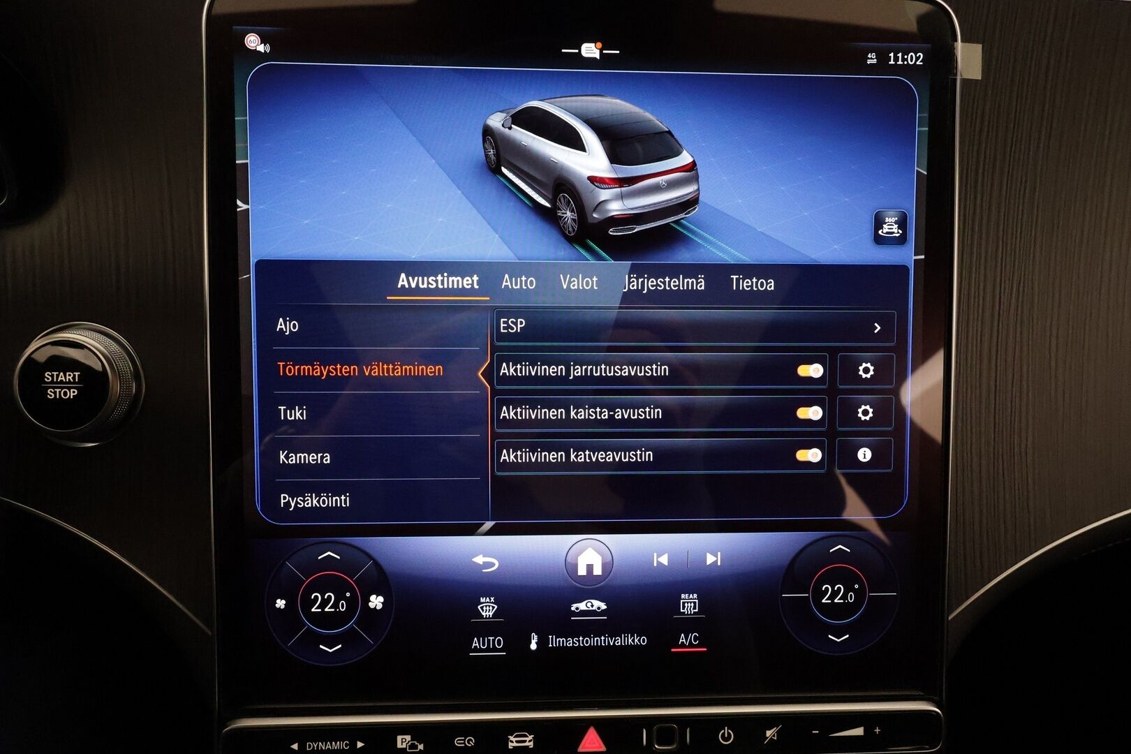 MERCEDES-BENZ EQE SUV 2023 350 4Matic * Distronic+ / Digital Light / 360° / Burmester / Muistipenkit / Panorama / Navi / KeylessGo / Koukku / ILP * - Kahdet renkaat aluvanteilla 