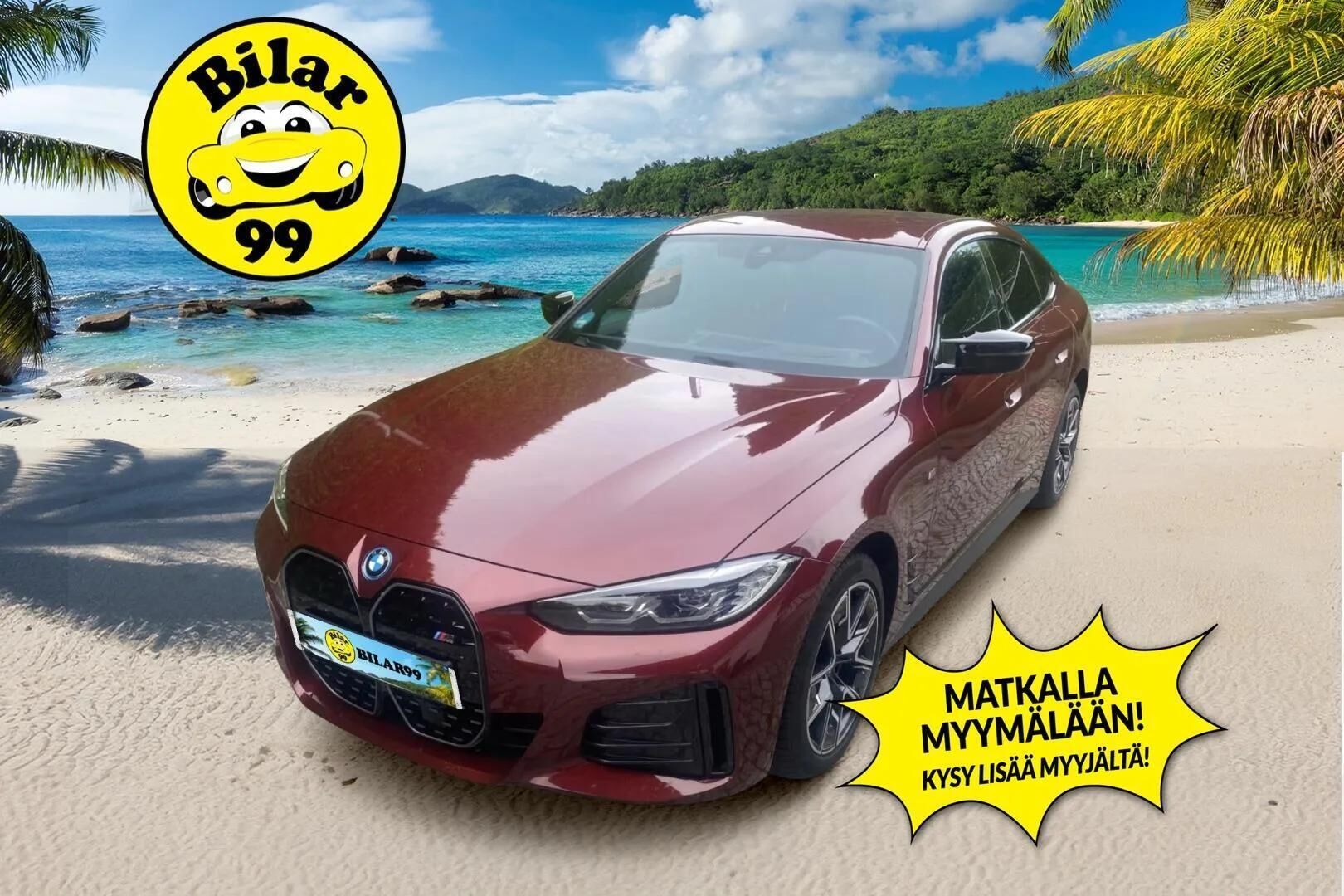 BMW I4 M50 2024 G26 xDrive Gran Coupe ** Muistipenkki / H&K / HUD / Adapt. vakkari ** - 2,99 % KORKOTARJOUS TÄHÄN AUTOON 31.8. ASTI! - Aventurinred! / 2x vanteet / TULOSSA