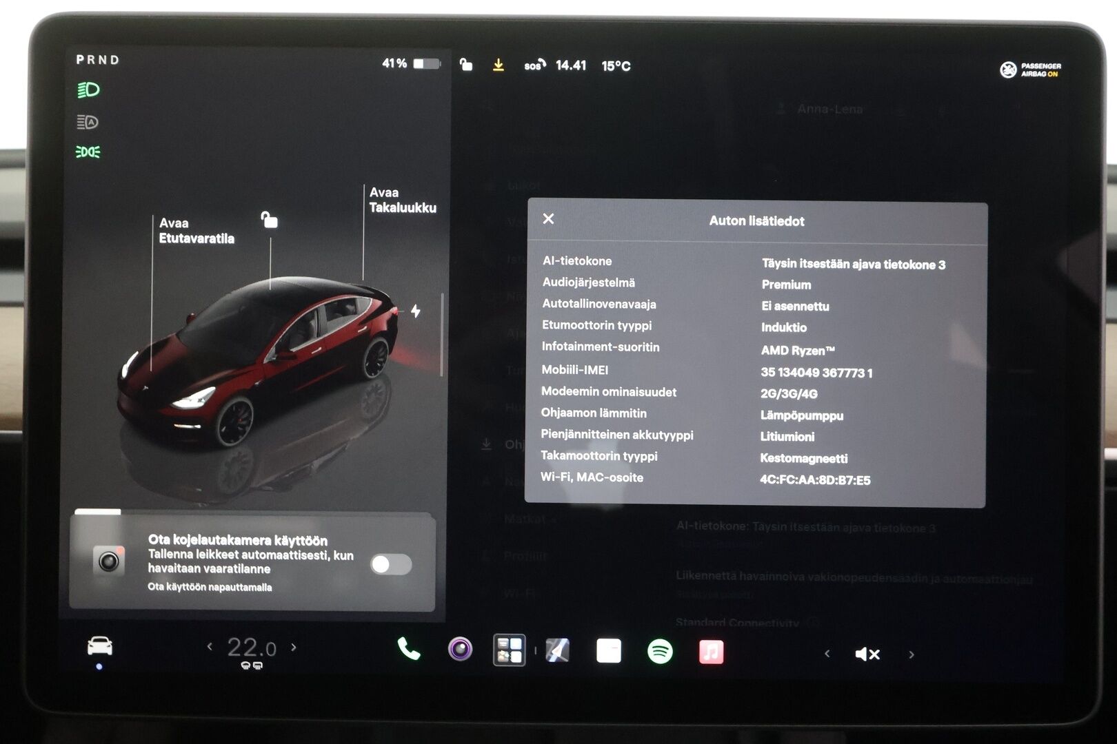 TESLA MODEL 3 2023 Performance - | ILP | ACC | Matrix-LED | Lasikatto | Muistipenkki | P.Kamera | Premium Audio | Kaistavahti | Navi | Keyless | 2x Latauskaapelit | Kahdet renkaat |