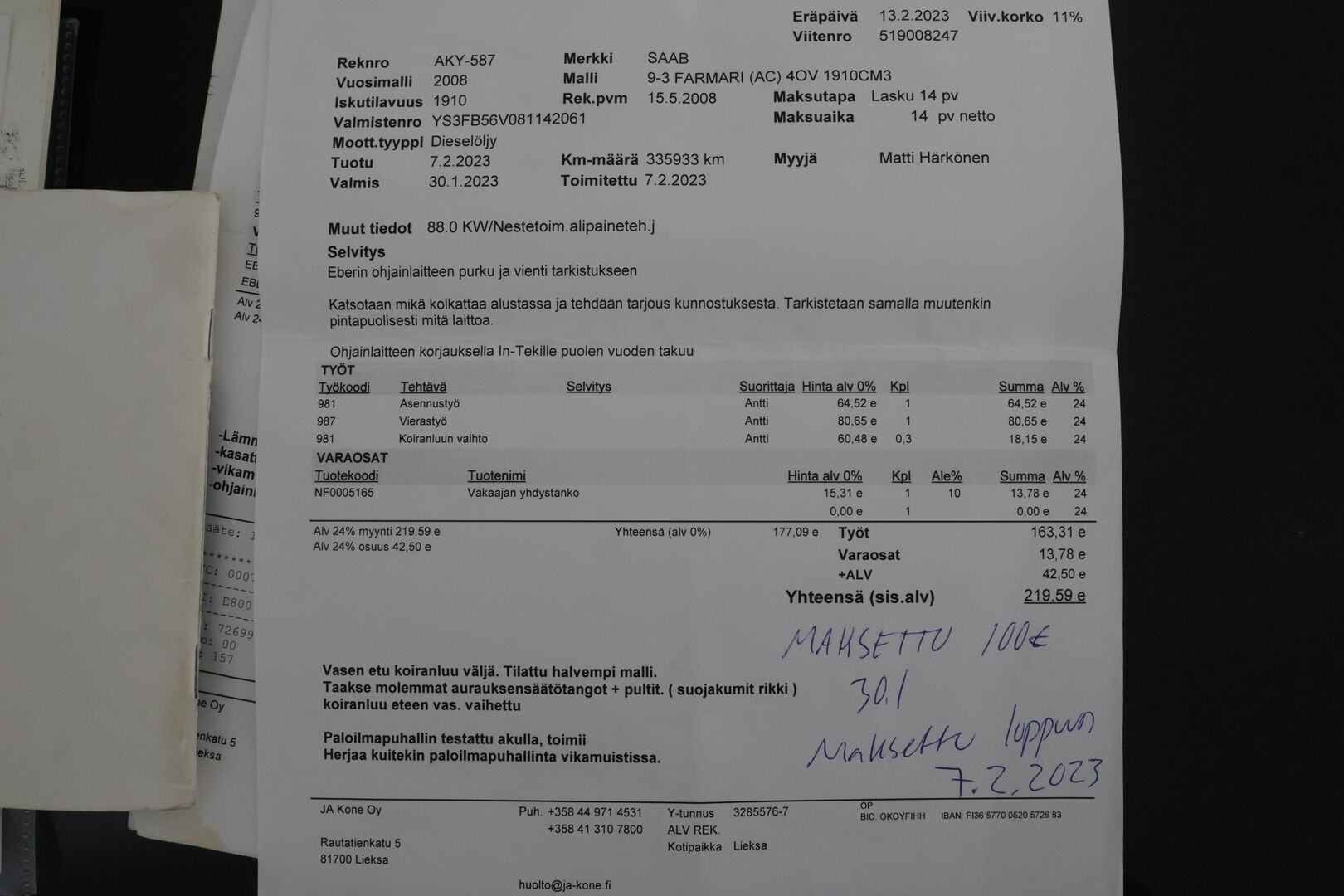 Saab 9-3 2008 Sport Combi 1,9TiD PF Linear Business M6 - *Myydään huutokaupat.com*