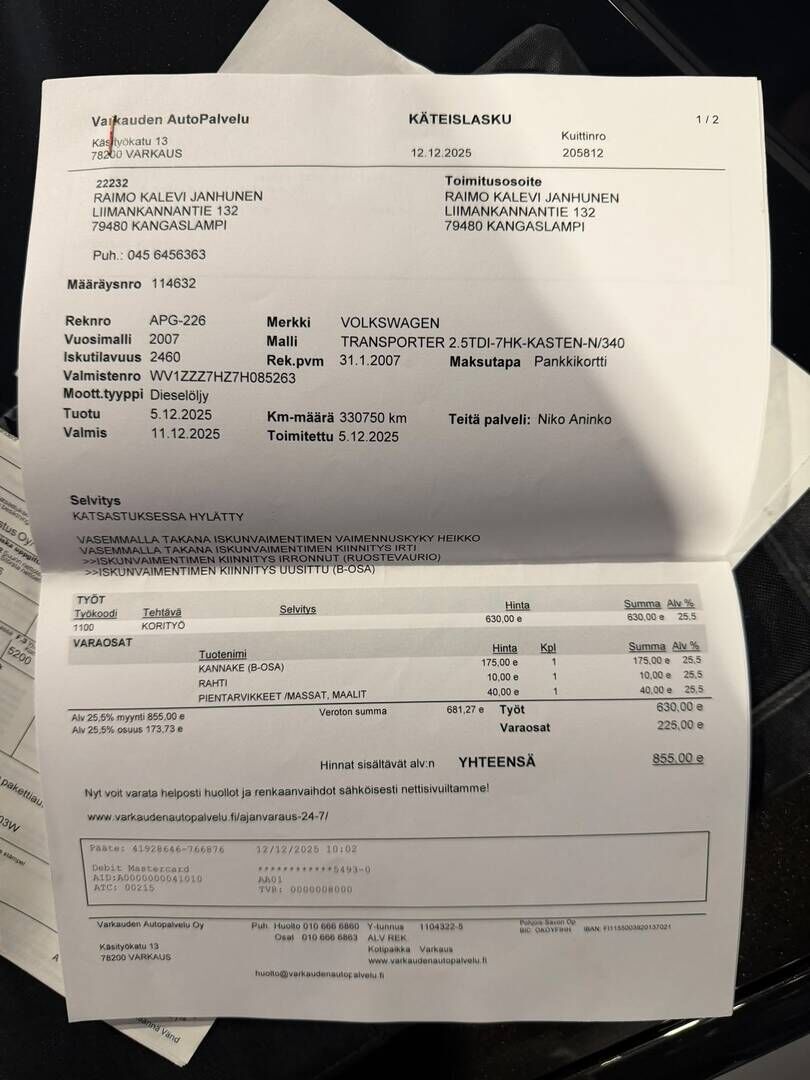 Volkswagen Transporter 2007 Kombi pa pitkä 2,5 TDI 96 kW aut, K+1 / Kohde myydään Huutokaupat.comissa! - | 2x Renkaat! | Läpijuostava! | Lohko! | Leimaa! |