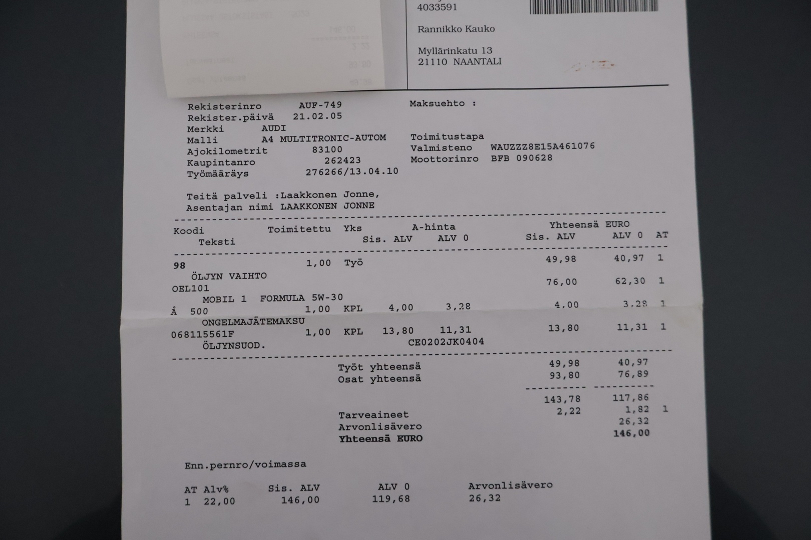 Audi A4 2005 B7 SEDAN 1.8T A 120kw *YritysOutlet - Myydään vain yrityksille* - *Pitkä leima / Juuri huollettu merkkiliikkeessä / Kahdet renkaat aluvanteilla * - Osta nyt, maksa vasta ensi vuonna