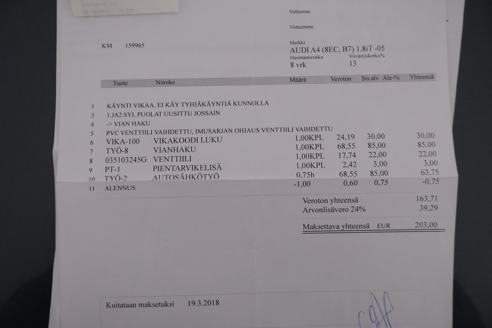 Audi A4 2005 B7 SEDAN 1.8T A 120kw *YritysOutlet - Myydään vain yrityksille* - *Pitkä leima / Juuri huollettu merkkiliikkeessä / Kahdet renkaat aluvanteilla * - Osta nyt, maksa vasta ensi vuonna