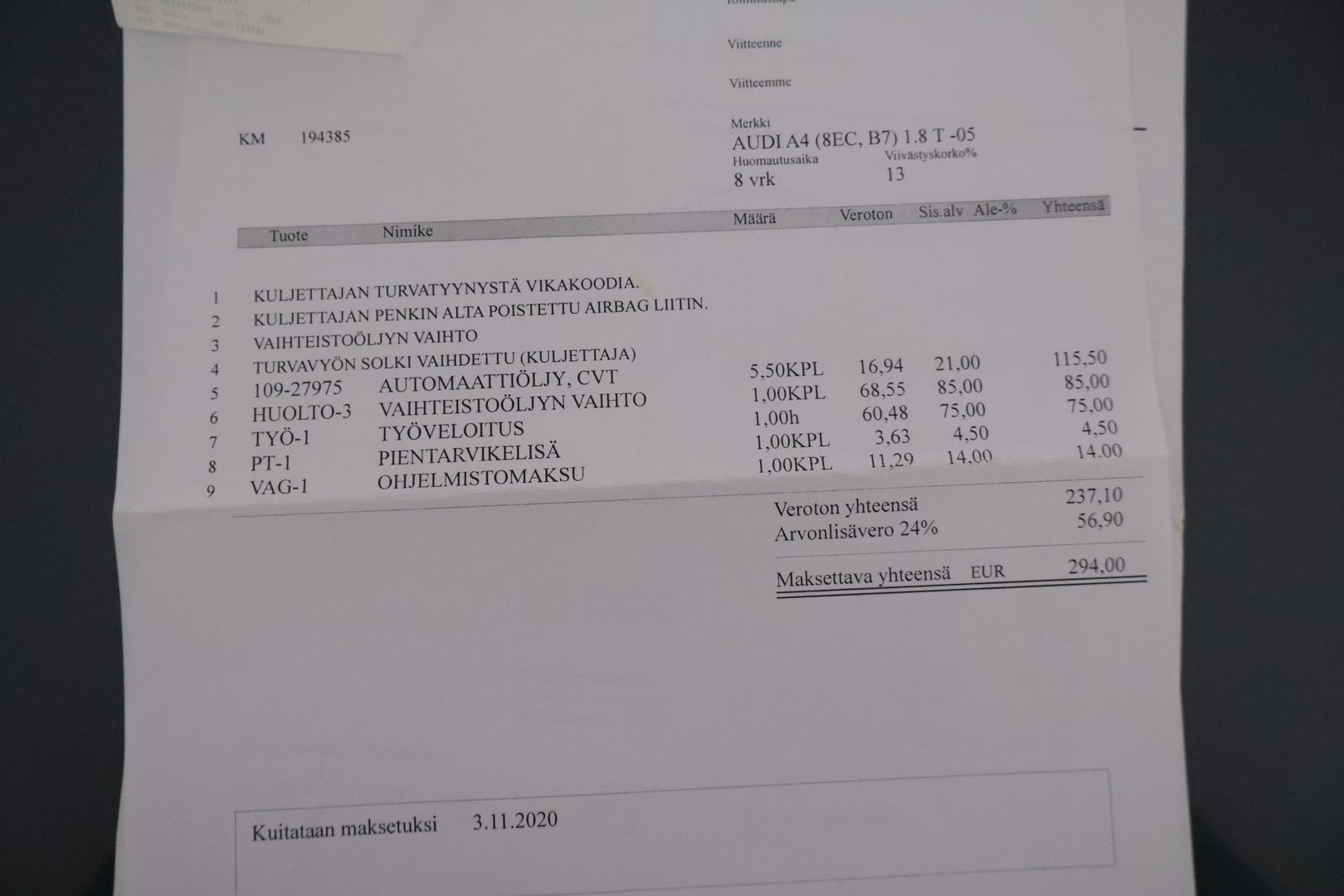 Audi A4 2005 B7 SEDAN 1.8T A 120kw *YritysOutlet - Myydään vain yrityksille* - *Pitkä leima / Juuri huollettu merkkiliikkeessä / Kahdet renkaat aluvanteilla * - Osta nyt, maksa vasta ensi vuonna