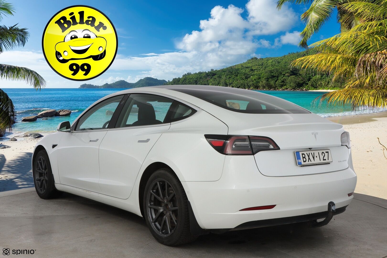 Tesla Model 3 2019 Long Range Dual Motor AWD * Vetokoukku / Lasikatto / Nahkasisusta / Sähköpenkit / ACC / BLIS / Peruutuskamera - 2x Renkaat alkuperäisvantein / Akku kuntotarkastettu / Juuri tullut Tampereelle!