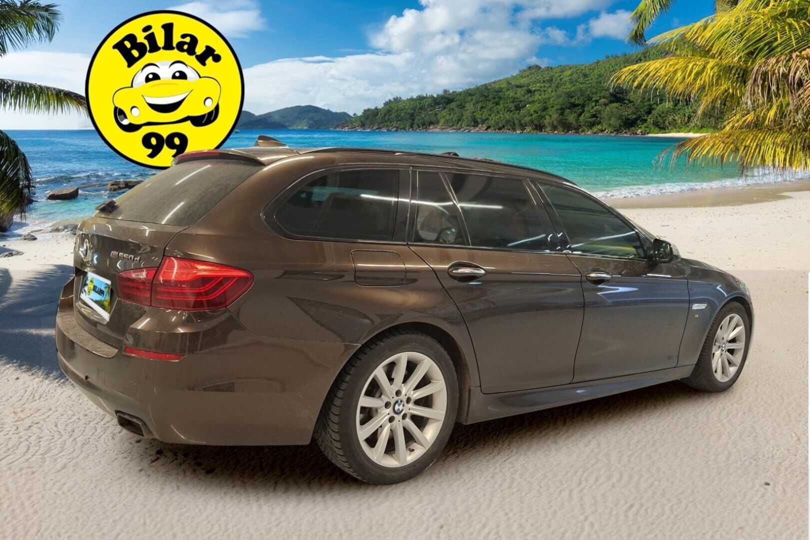 BMW 550 2014 F11 Touring M550d Sport A xDrive - HUD | Panorama | Prof. Navi | Soft-close | Muistipenkit | Sporttinahat | Shadowline | Pyritbraun Metallic | Suomi-auto | 2x vanteet & renkaat