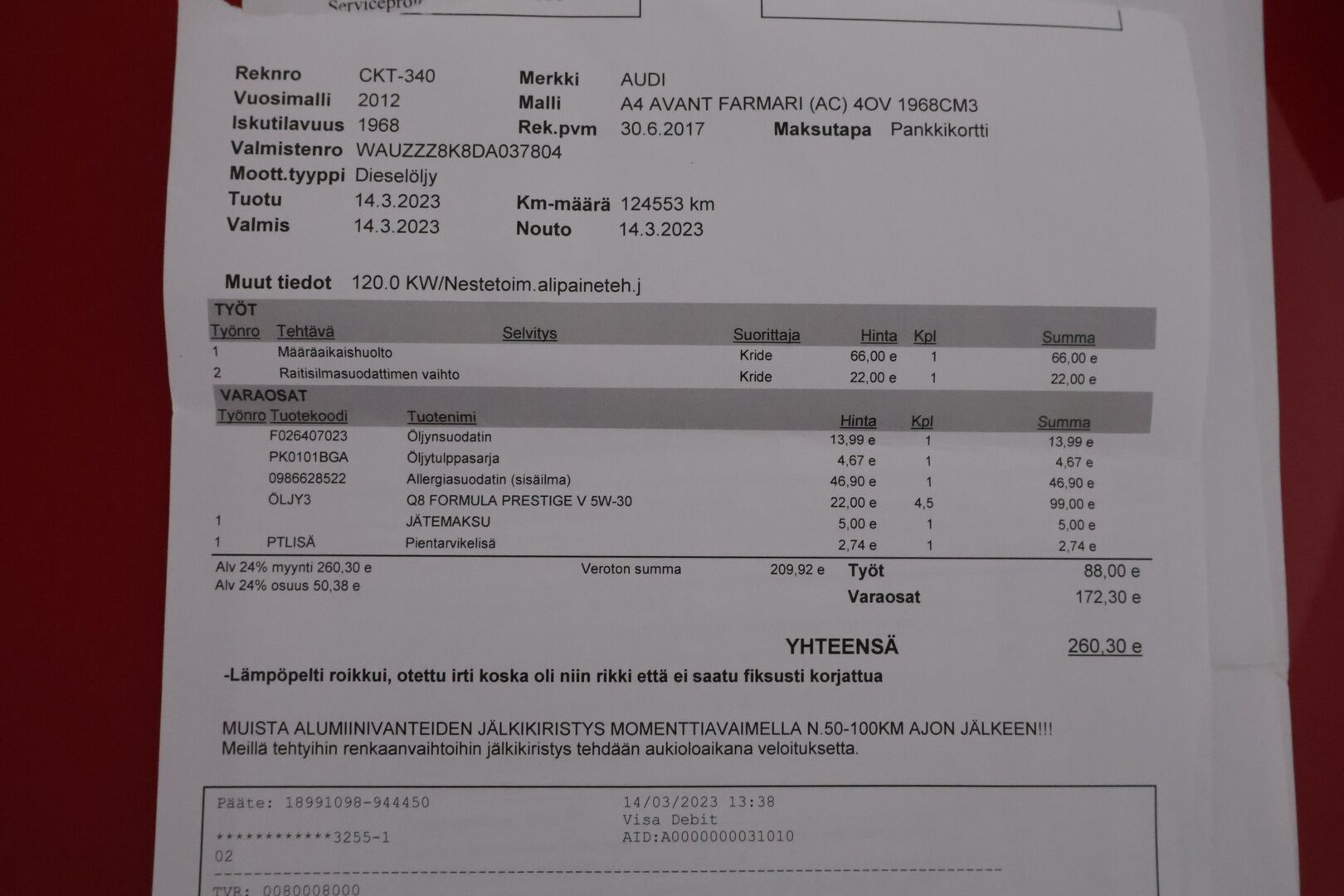 Audi A4 2012 Avant 2,0 TDI 120 kW *Myydään Huutokaupat.comissa!* - | LED | Vähän ajettu! | Siisti! | Vakkari | Keyless | Tutkat | 2x Avaimet sekä renkaat! | HUUTOKAUPAT.COM! |