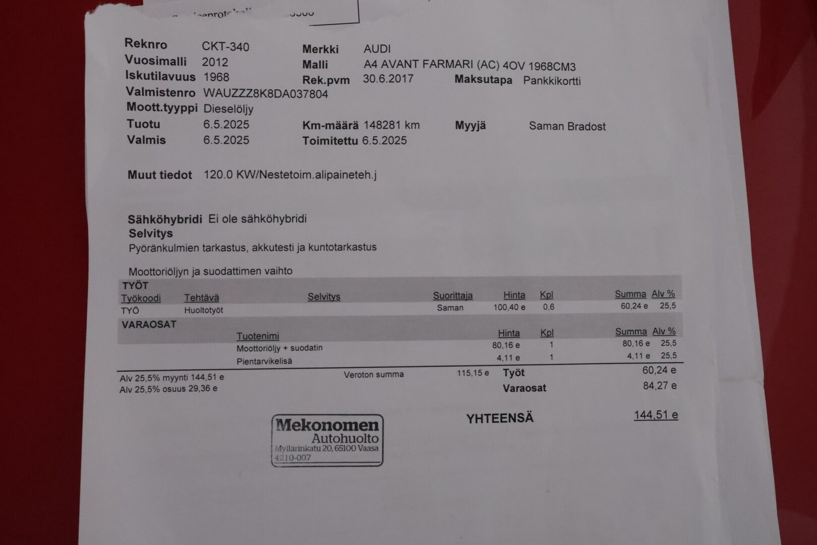 Audi A4 2012 Avant 2,0 TDI 120 kW *Myydään Huutokaupat.comissa!* - | LED | Vähän ajettu! | Siisti! | Vakkari | Keyless | Tutkat | 2x Avaimet sekä renkaat! | HUUTOKAUPAT.COM! |