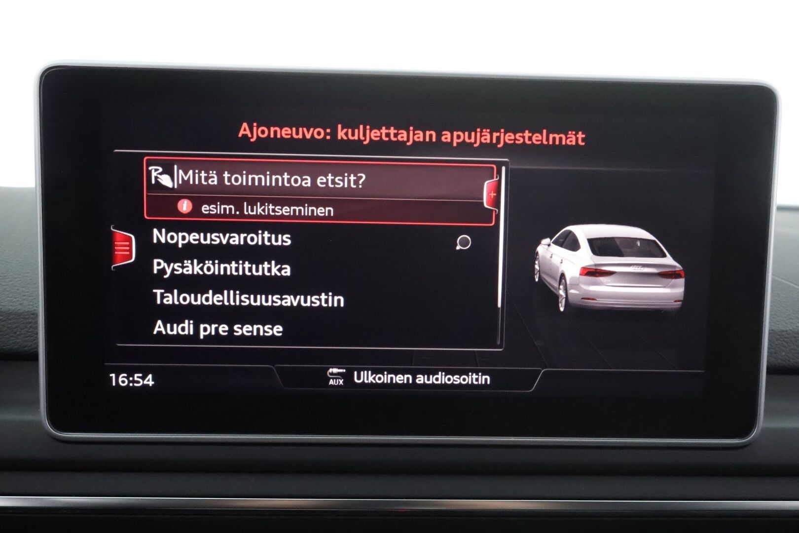 Audi A5 2018 Sportback Business Sport Comfort Edition 1,4 TFSI 110 kW S tronic * Webasto / Koukku / Matrix / P.Tutkat / Navi * - Hyvin huollettu / Sportpenkit / Digimittaristo / Kahdet renkaat aluvanteilla