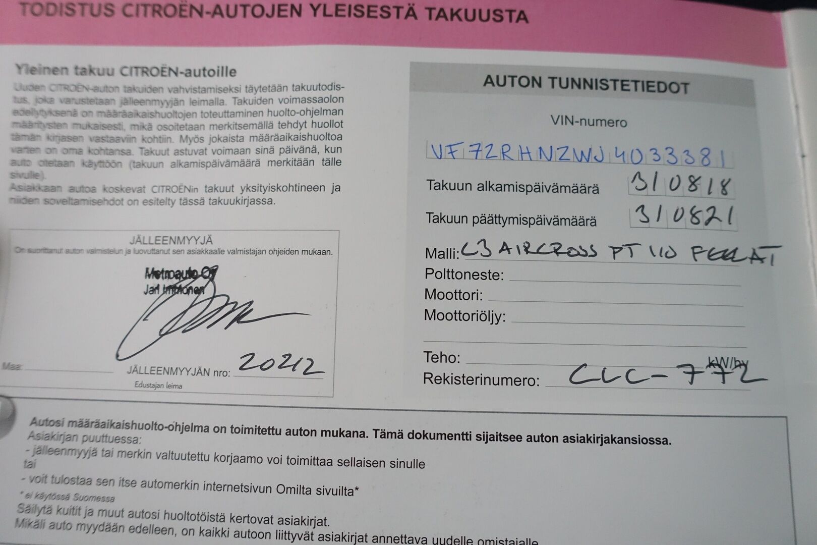 Citroen C3 Aircross 2018 PureTech 110 Feel Automaatti - | MYYDÄÄN HUUTOKAUPAT.COM | Kattoluukku | Bluetooth | Vakkari | Kahdet vanteet | Hyvin huollettu ja siisti! | 