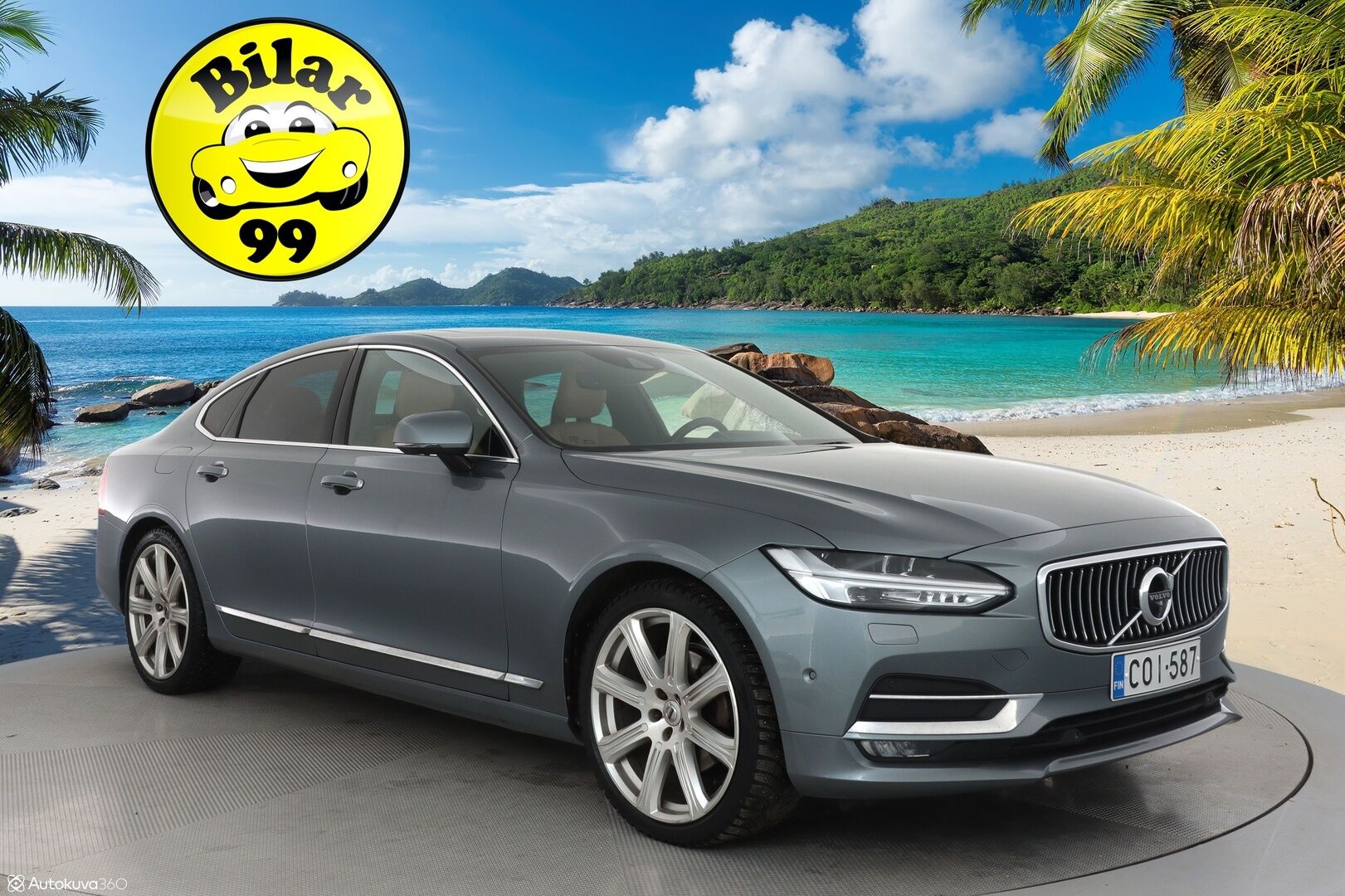 Volvo S90 2017 D5 AWD Inscription **HUD / 360° Kamera / Lasikattoluukku / Adapt.Vakkari / Sporttinahat Muistilla / Webasto / Full-LED** - Bowers&Wilkins / Navi / Kaistavahti / Digimittaristo / 4-Alueinen AC / Vaalean-Ruskea Nahkaverhoilu KeylessGO / 2x Renkaat