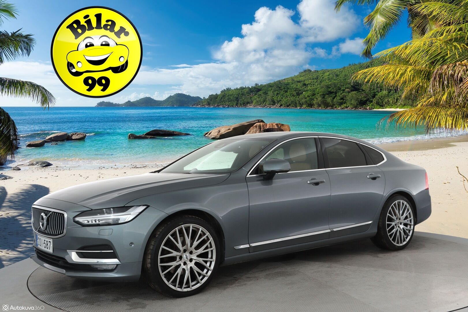 Volvo S90 2017 D5 AWD Inscription **HUD / 360° Kamera / Lasikattoluukku / Adapt.Vakkari / Sporttinahat Muistilla / Webasto / Full-LED** - Bowers&Wilkins / Navi / Kaistavahti / Digimittaristo / 4-Alueinen AC / Vaalean-Ruskea Nahkaverhoilu KeylessGO / 2x Renkaat