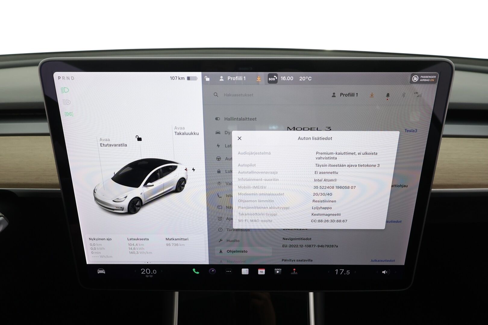 Tesla Model 3 2020 Standard RWD Plus - | Lasikatto | ACC | LED | P.Kamera | Muistipenkki | Navi | Kaistavahti | Keyless | Premium Speakers | Suomi-auto | Kahdet renkaat |