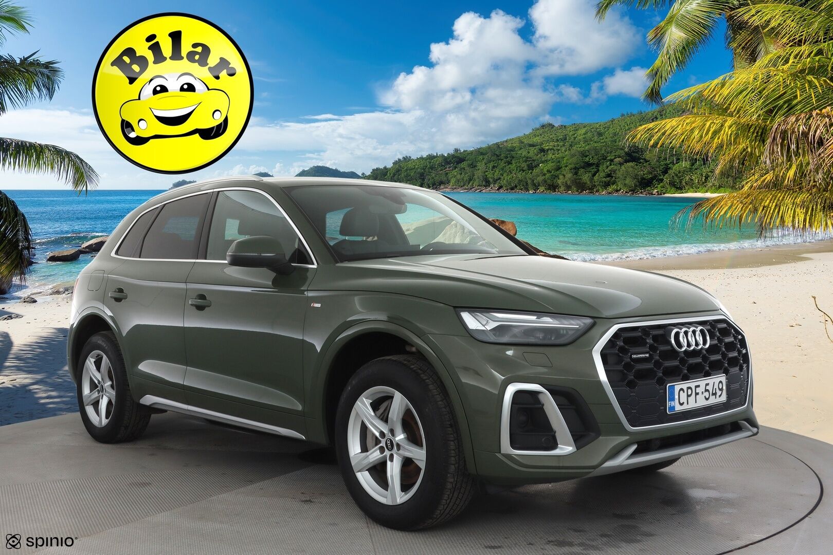 Audi Q5 2021 S line 55 TFSI e 270 kW quattro S tronic Electrified Edition - | ACC | Matrix | S-line sisä | Koukku | Sporttipenkit | Puolinahat | Digimittaristo | Navi | P.kamera | District green | 1-om suomiauto | 