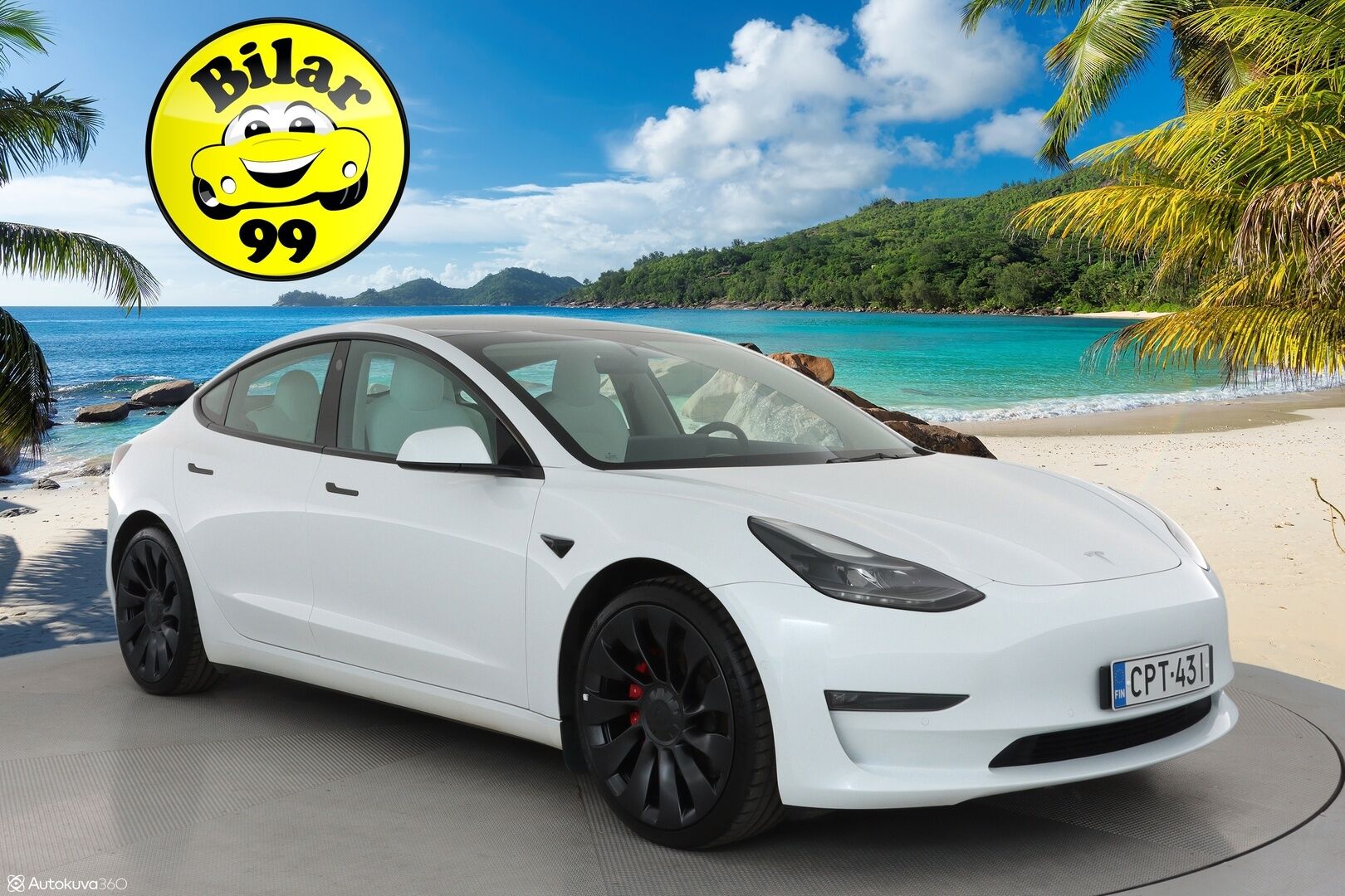 Tesla Model 3 2022 Performance **FSD / AMD Ryzen / Vaalea nahkasisusta / Matrix LED / Lämpöpumppu / Kahdet vanteet** - 3,99 % KORKOTARJOUS TÄHÄN AUTOON - 1-om. Suomi-auto / Akku kuntotarkistettu / Lasikatto / P.kamera / Premium Audio
