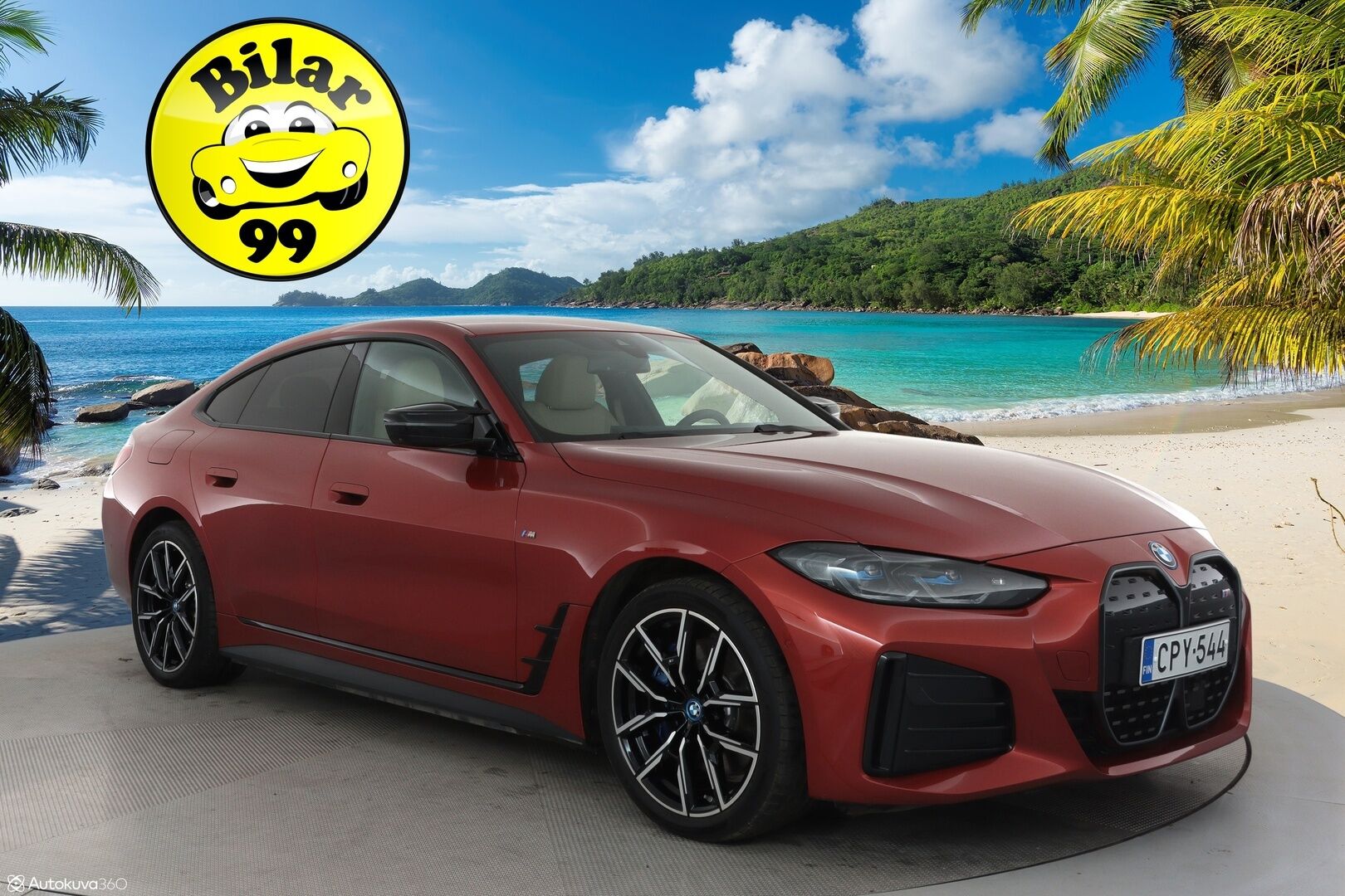 BMW I4 M50 2022 Fully Charged **Adapt. vakkari / H&K / Laser LED / HUD / Kattoluukku / 360 Kamera / Vaaleat sporttinahat** - 2,99 % KORKOTARJOUS TÄHÄN AUTOON - Sunset Orange / 1-om. Suomi-auto / Akku kuntotarkistettu! / Kahdet renkaat