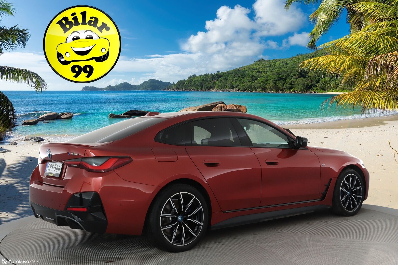 BMW I4 M50 2022 Fully Charged **Adapt. vakkari / H&K / Laser LED / HUD / Kattoluukku / 360 Kamera / Vaaleat sporttinahat** - 2,99 % KORKOTARJOUS TÄHÄN AUTOON - Sunset Orange / 1-om. Suomi-auto / Akku kuntotarkistettu! / Kahdet renkaat