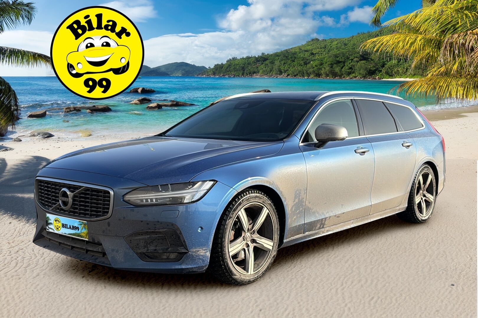 Volvo V90 2018 D4 AWD Business R-Design aut * Webasto / Adapt.vakkari / Harman&Kardon / Vetokoukku / Full-LED / Nahka-Alcantara * - Bursting Blue / Lämm.tuulilasi / Jakopää tehty / Juuri saapunut Tampereelle!