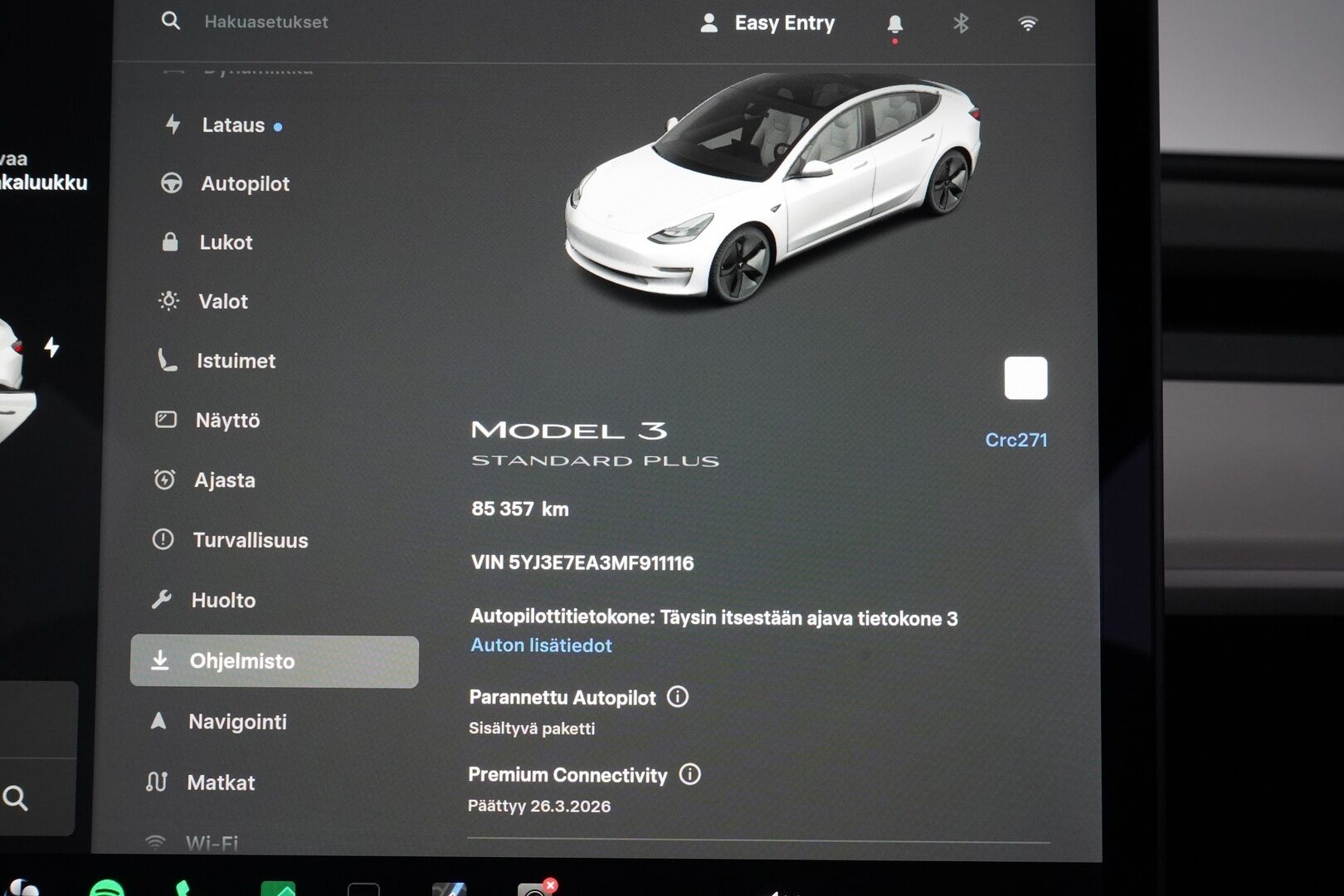 Tesla Model 3 2021 Standard Range Plus *EAP / Vaaleat nahat / ACC / Kamera / Lasikatto* - Kahdet vanteet / Refresh / Akku kuntotarkistettu