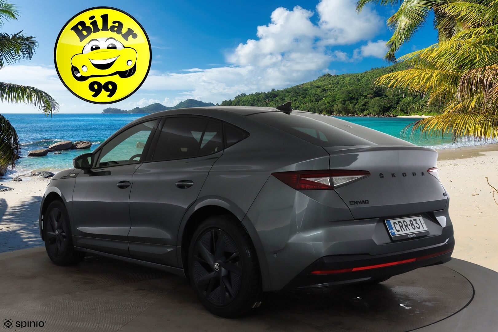 Skoda Enyaq 2023 Coupe 80x 4x4 RS iV * ACC / ILP / Hierova Muistipenkki / Matrix / Lasikatto / HUD / Canton / 360 / Koukku * - 2x Latauskaapelit / Akku kuntotarkastettu / Kahdet renkaat aluvanteilla