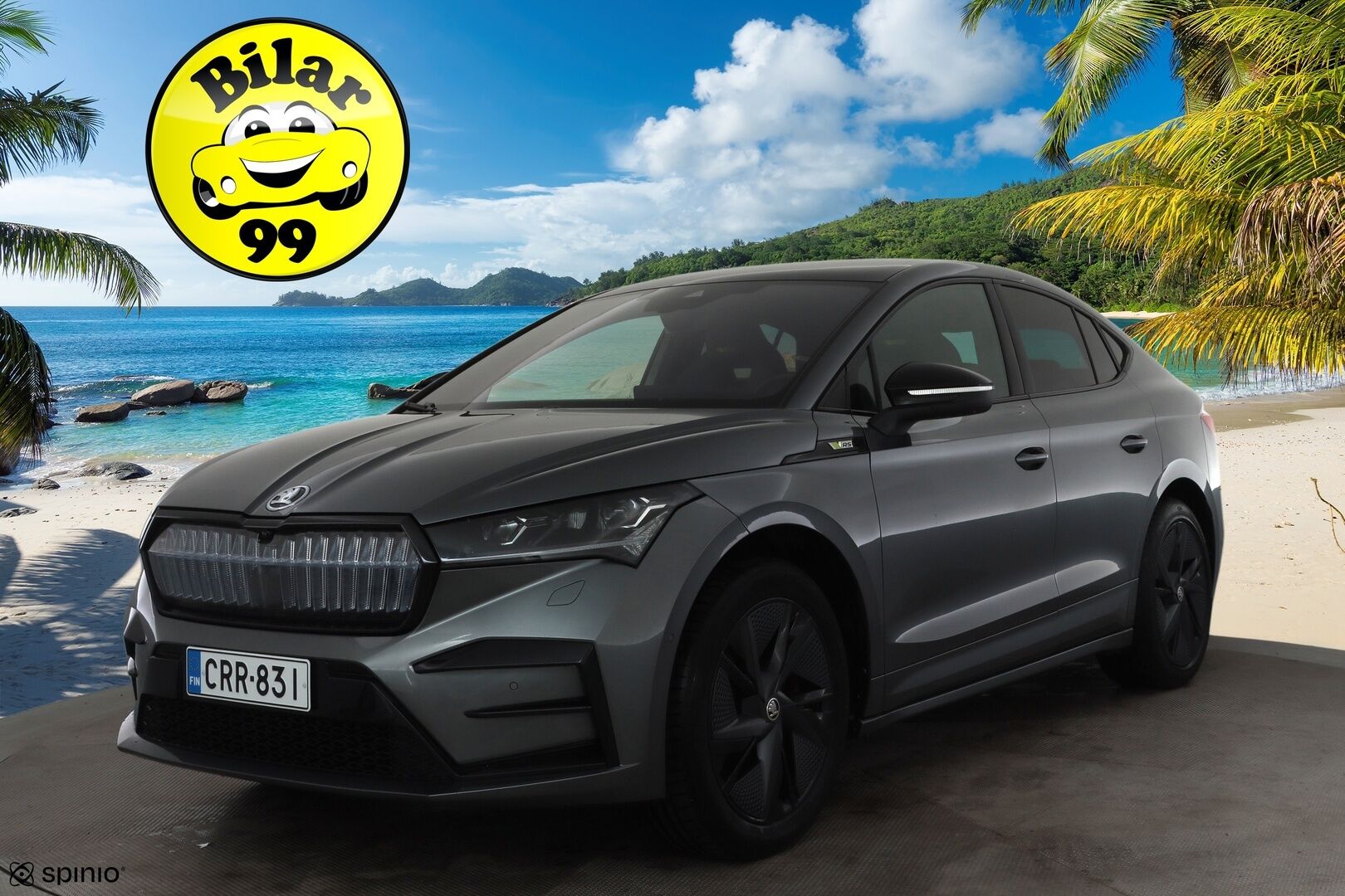 Skoda Enyaq 2023 Coupe 80x 4x4 RS iV * ACC / ILP / Hierova Muistipenkki / Matrix / Lasikatto / HUD / Canton / 360 / Koukku * - 2x Latauskaapelit / Akku kuntotarkastettu / Kahdet renkaat aluvanteilla