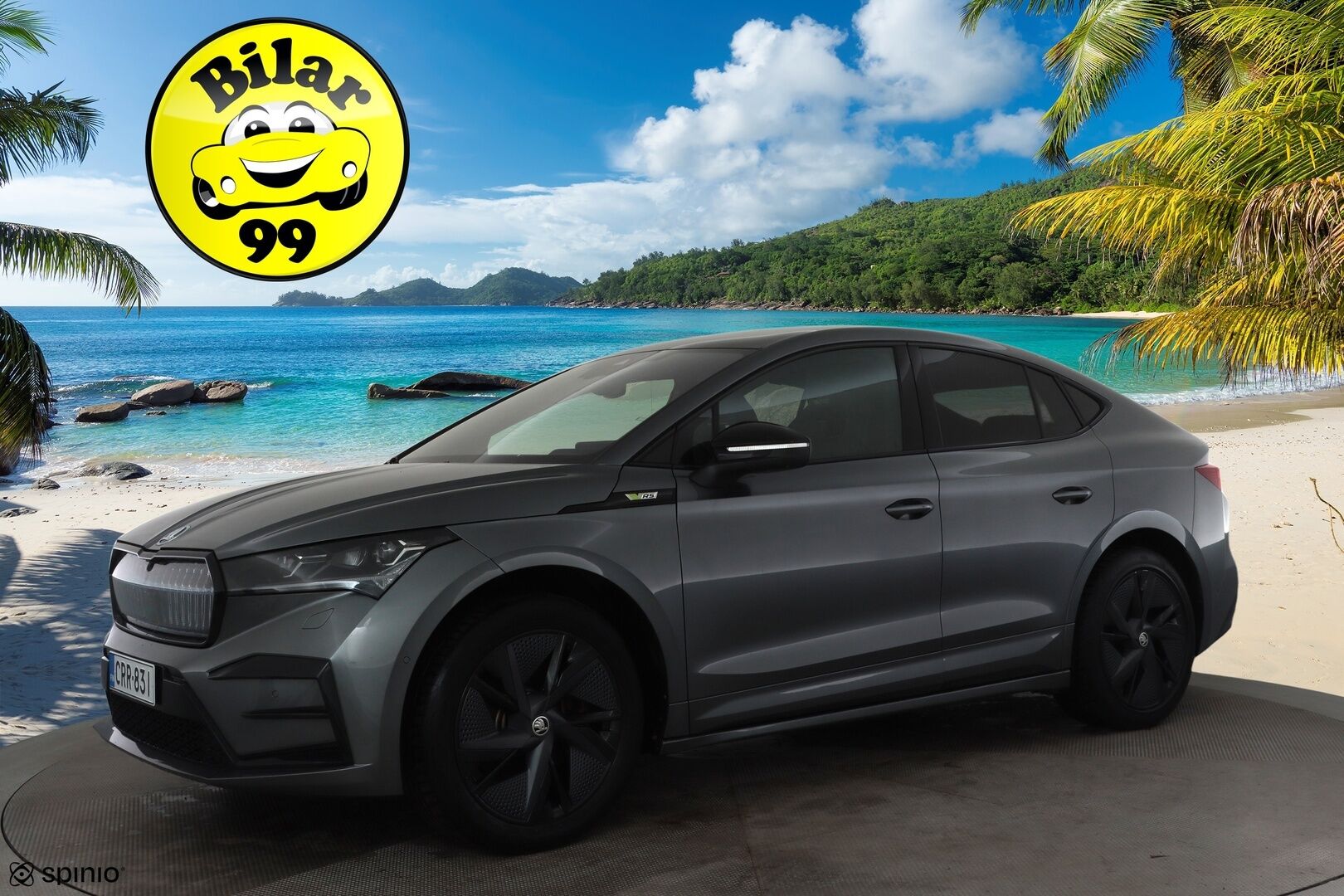 Skoda Enyaq 2023 Coupe 80x 4x4 RS iV * ACC / ILP / Hierova Muistipenkki / Matrix / Lasikatto / HUD / Canton / 360 / Koukku * - 2x Latauskaapelit / Akku kuntotarkastettu / Kahdet renkaat aluvanteilla