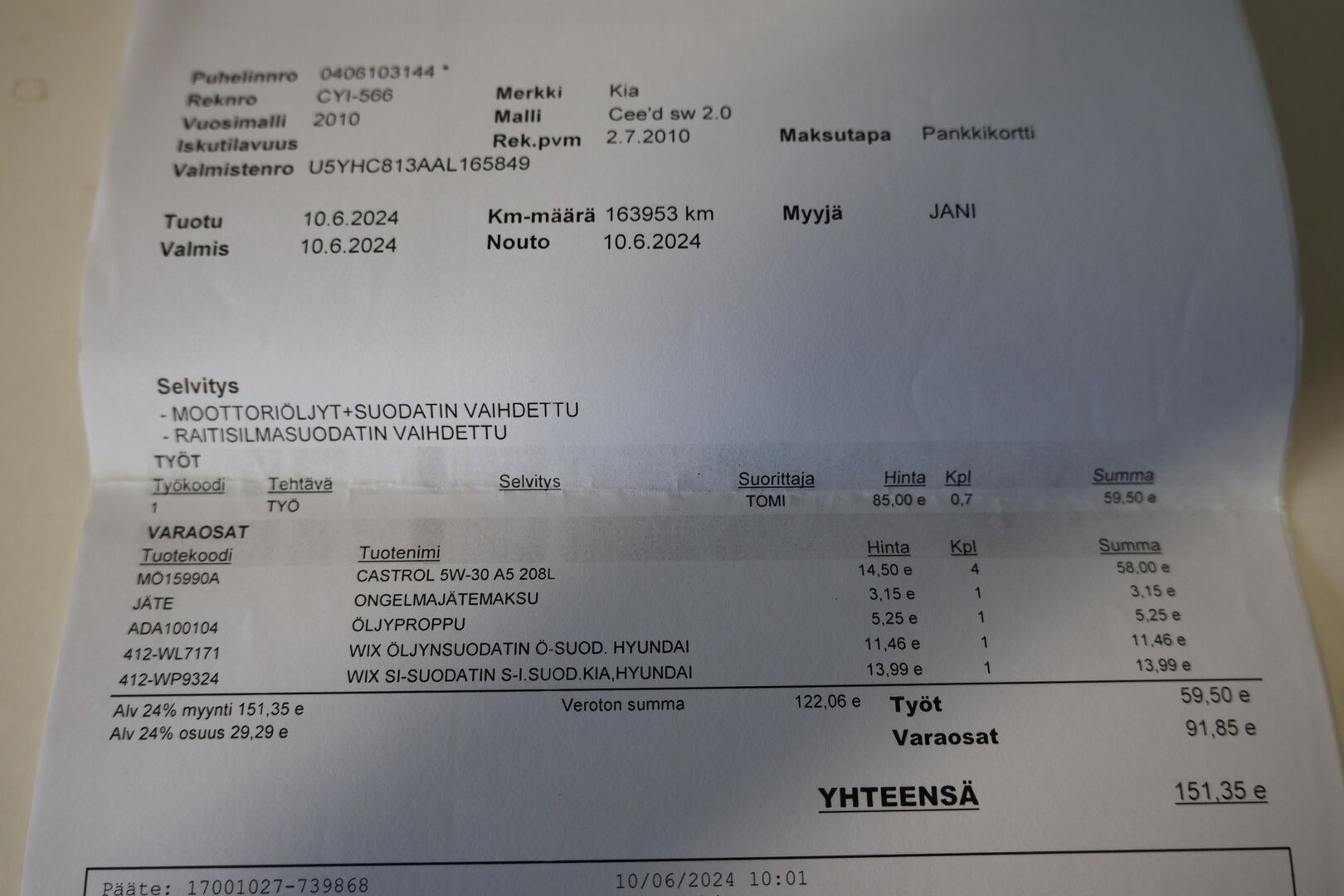 Kia cee'd 2010 2,0 EX SW - *Myydään Huutokaupat.com!*
