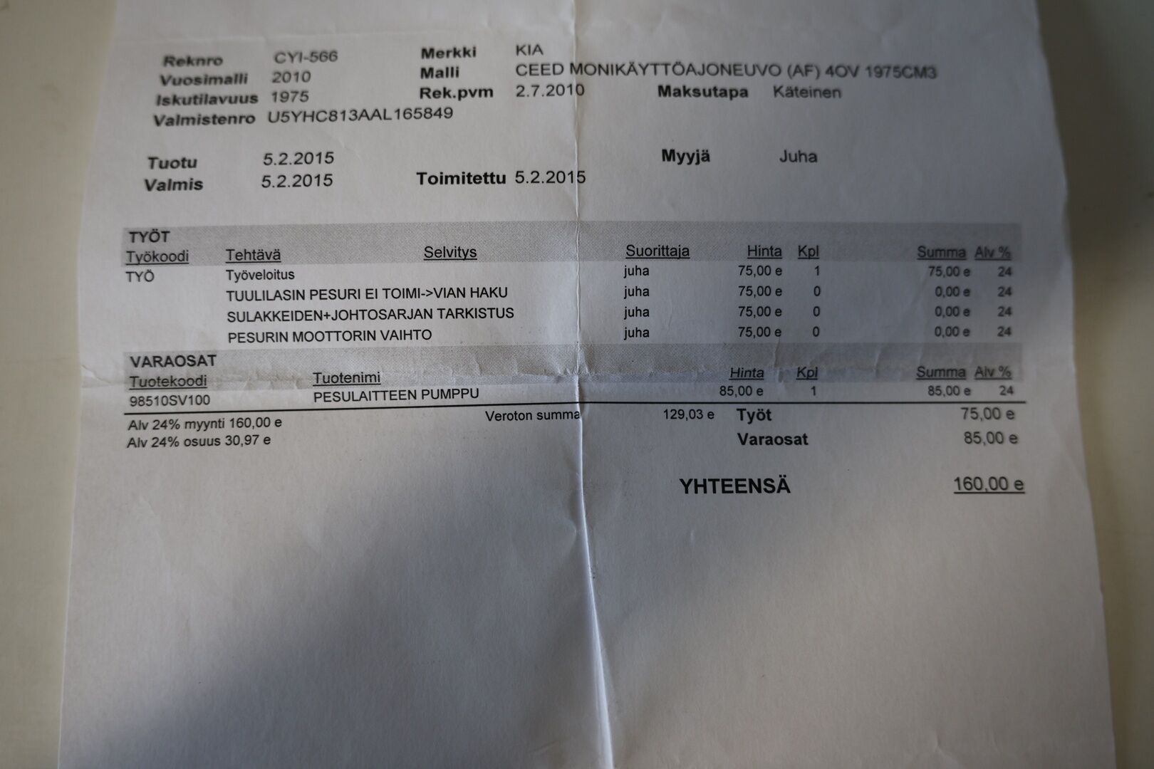 Kia cee'd 2010 2,0 EX SW - *Myydään Huutokaupat.com!*