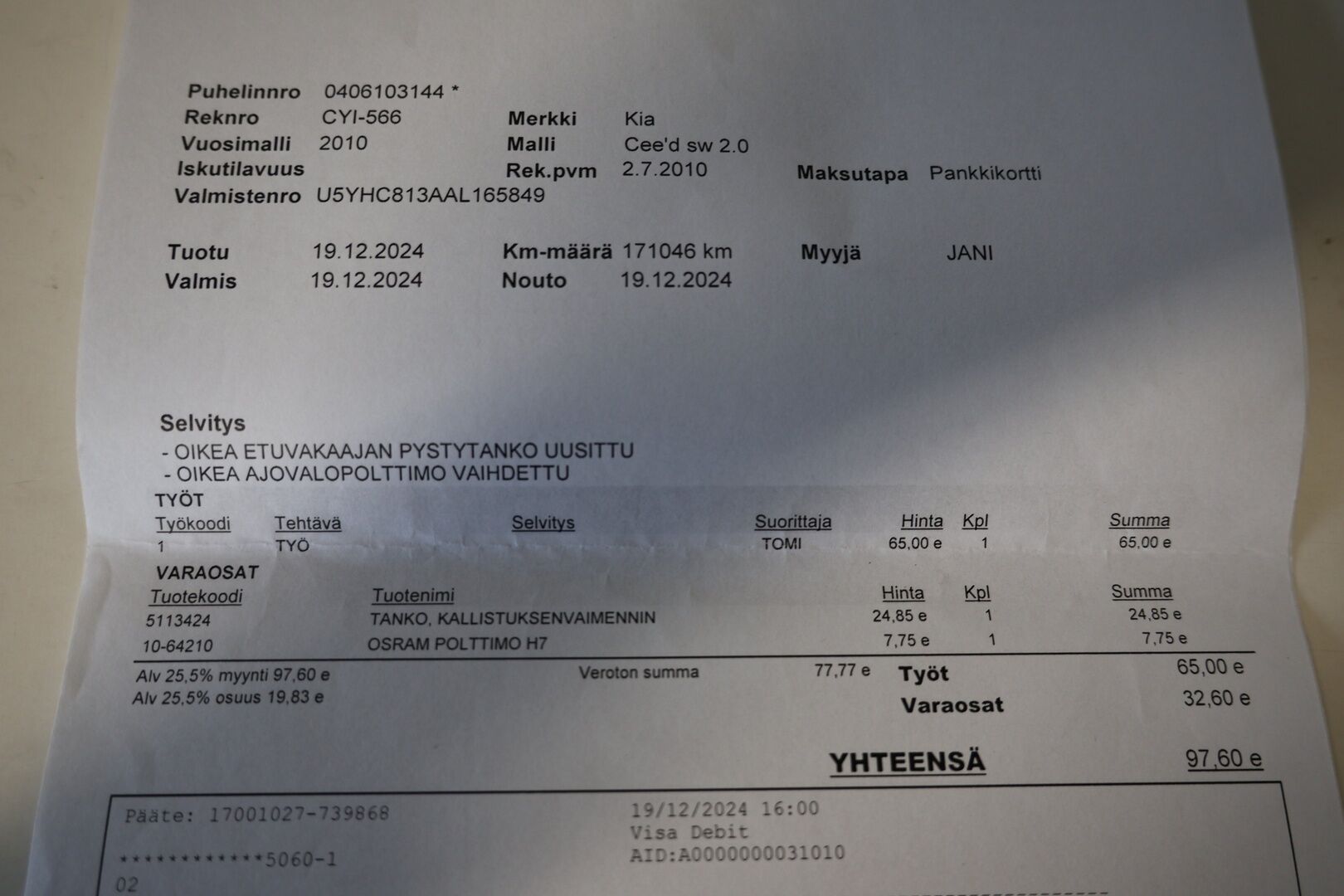 Kia cee'd 2010 2,0 EX SW - *Myydään Huutokaupat.com!*