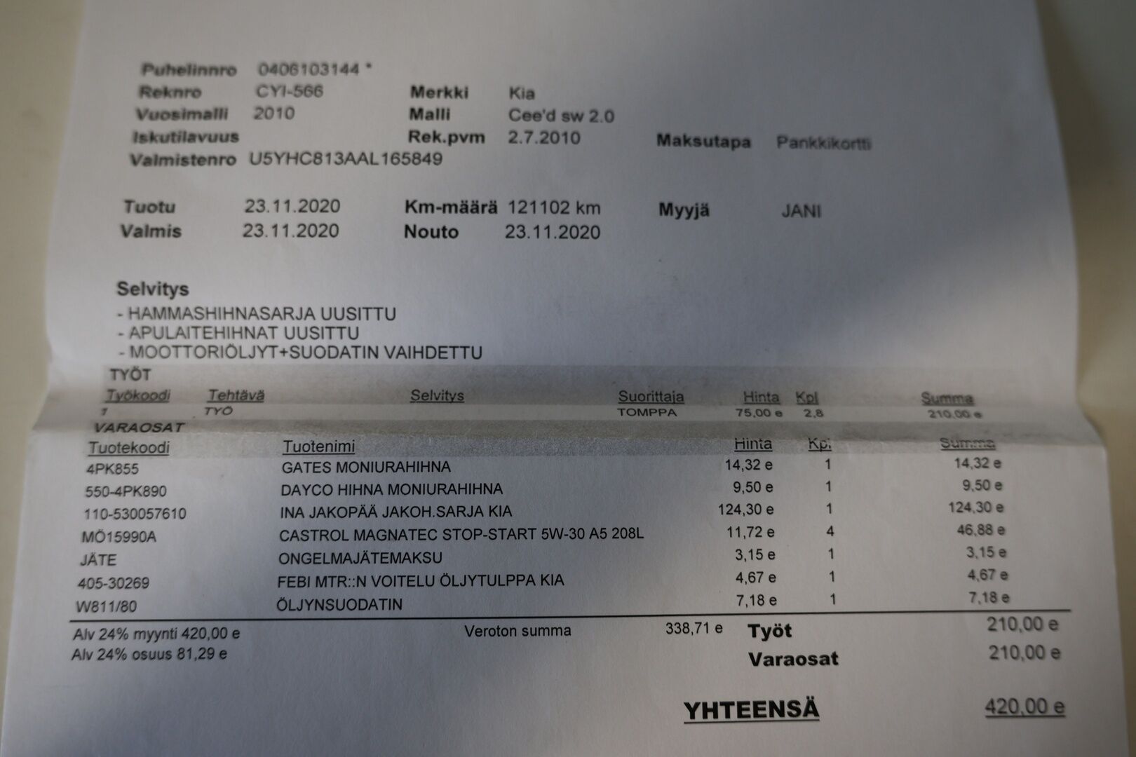 Kia cee'd 2010 2,0 EX SW - *Myydään Huutokaupat.com!*