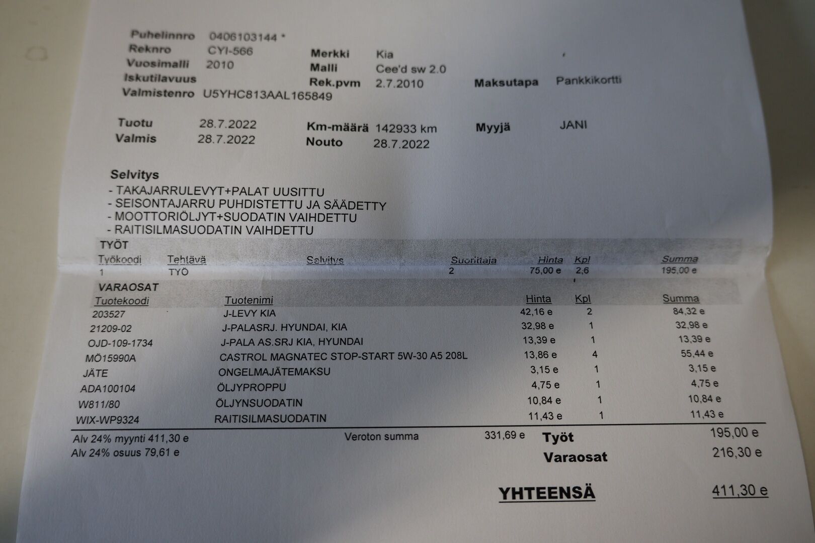 Kia cee'd 2010 2,0 EX SW - *Myydään Huutokaupat.com!*