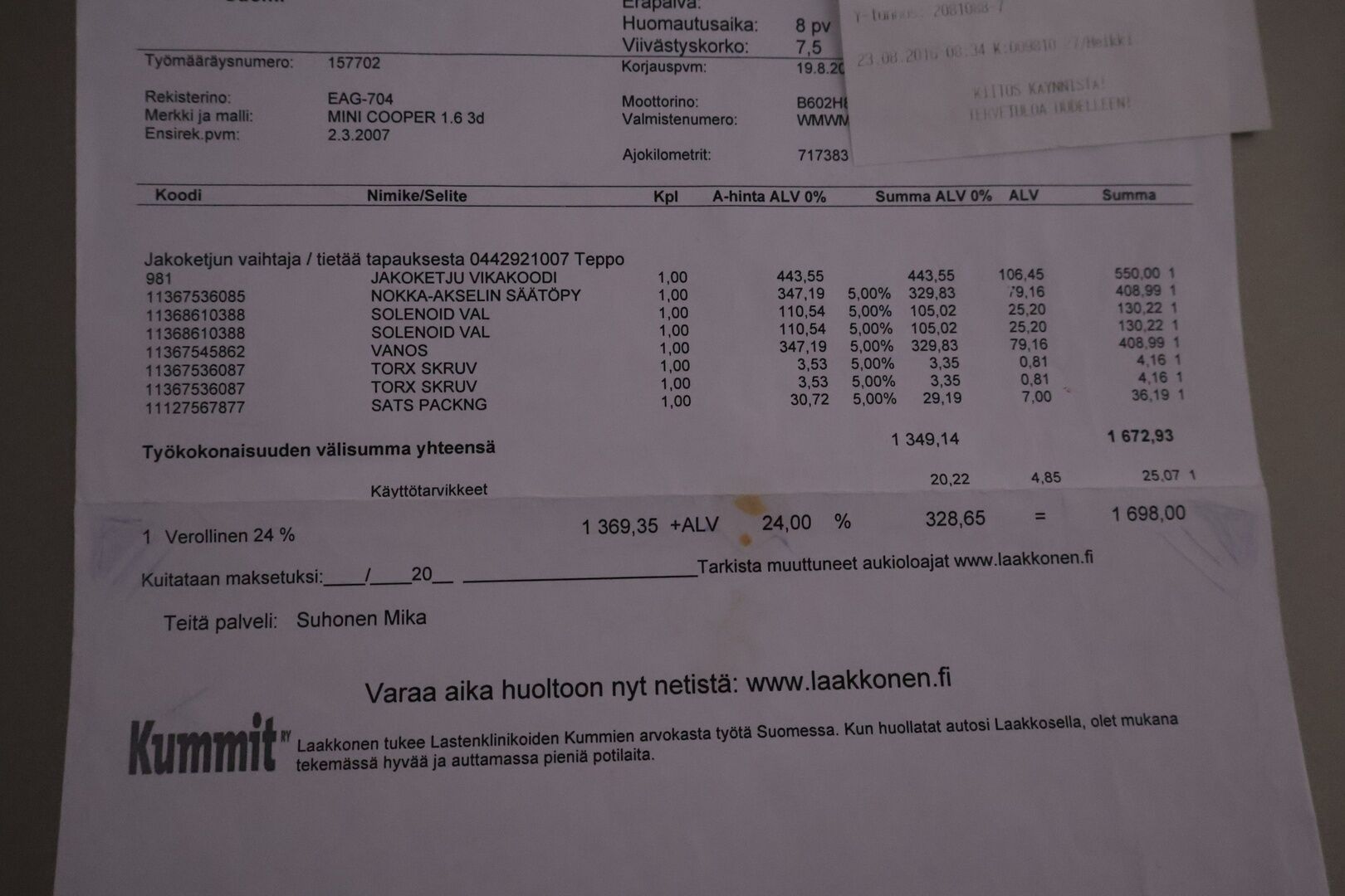 Mini Hatchback 2007 2D COOPER HATCHBACK 1.6 R56 HatchbackYritysOutlet - Myydään vain yrityksille - Tämä auto myydään YritysOutlet -valikoimasta vain yritykselle