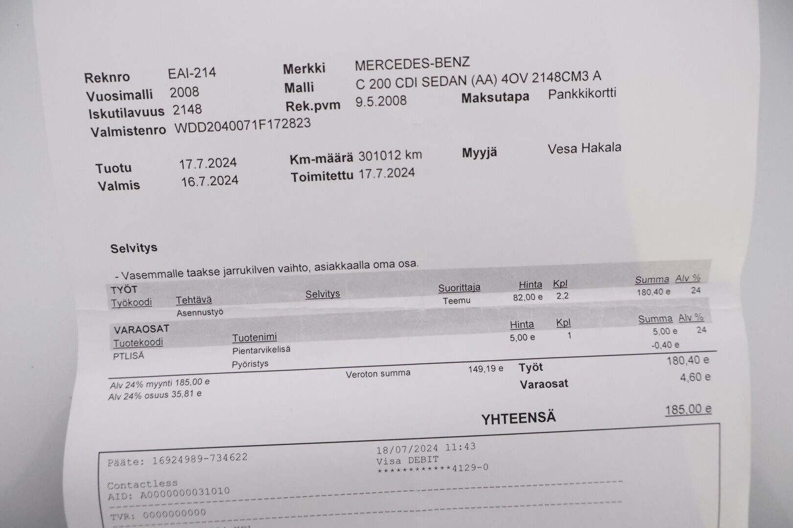 Mercedes-Benz C 2008 200 CDI A Business *YritysOutlet - Myydään vain yrityksille* - YritysOutlet - Myydään vain yrityksille