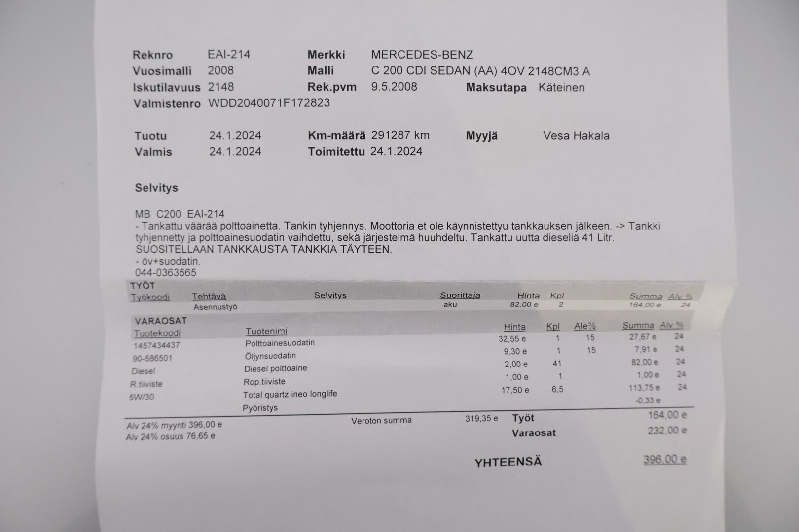 Mercedes-Benz C 2008 200 CDI A Business *YritysOutlet - Myydään vain yrityksille* - YritysOutlet - Myydään vain yrityksille