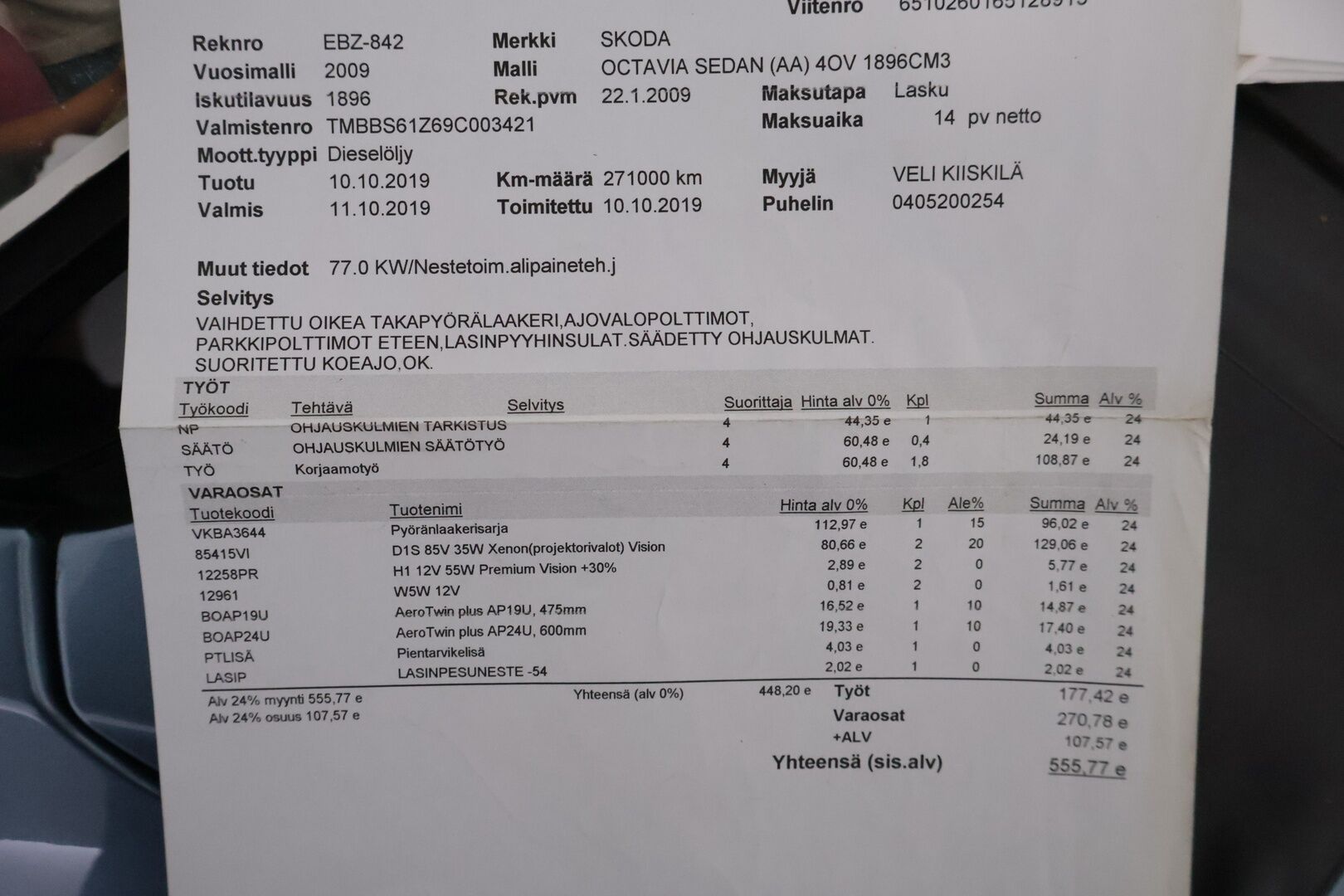 Skoda Octavia 2009 1,9 TDI Elegance - ** Tämä myydään huutokaupat.comissa