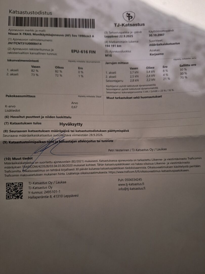 Nissan X-TRAIL 2007 II 2.0 dCi 110kW 4x4 - YritysOutlet - Myydään vain yrityksille / Panorama / Vakkari / Koukku / Lohko / LED-lisävalo* - – Tämä auto myydään YritysOutlet -valikoimasta vain yritykselle