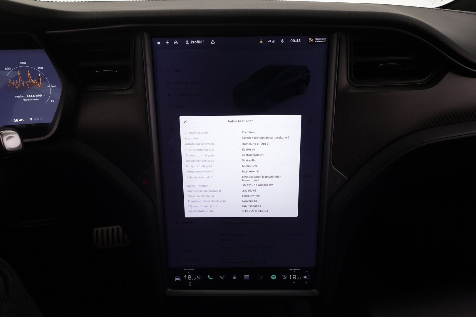 Tesla Model X 2019 Performance AWD - | ACC | Koukku | Ludicrous+ | 7-paikkainen | Ilma-alusta | Premium audio | Lasikatto | Nahkasisusta | Muistipenkki | Autosteer | P.kamera | 