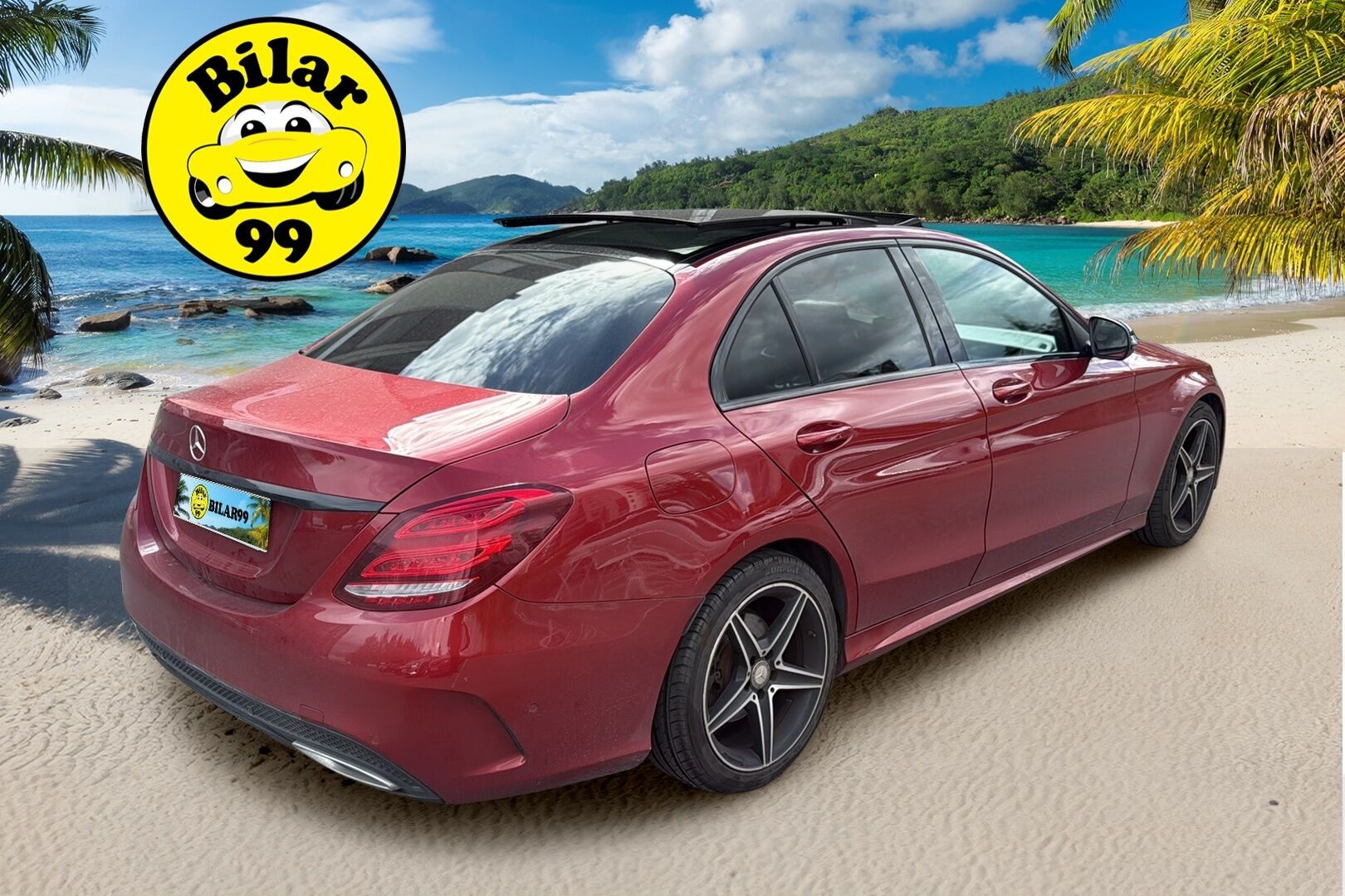 Mercedes-Benz C 2017 200 d A Business AMG *Panorama / Comand / P-kamera / Night-paketti / LED / Nahat* - Näyttävä Hyacinth Red Panoramalla!