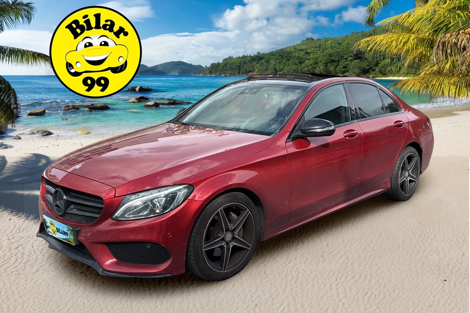 Mercedes-Benz C 2017 200 d A Business AMG *Panorama / Comand / P-kamera / Night-paketti / LED / Nahat* - Näyttävä Hyacinth Red Panoramalla!