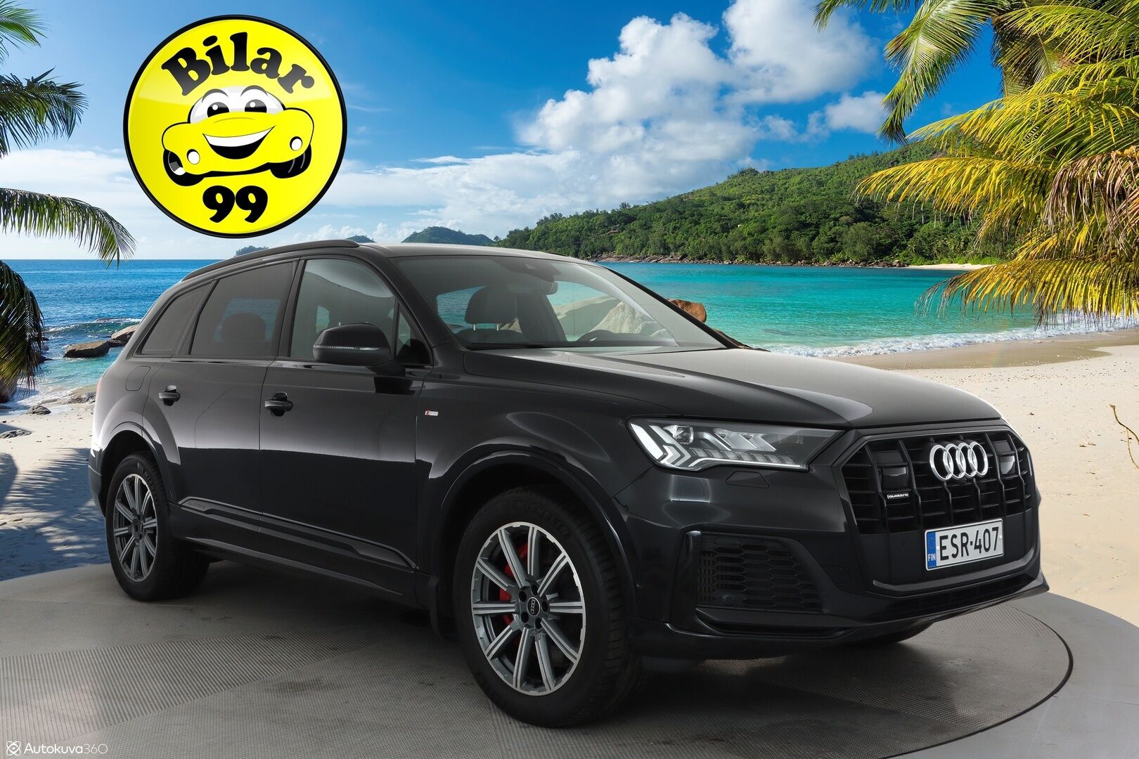 Audi Q7 2021 Business S line 60 TFSI e quattro **Adapt. vakkari / Ilma-alusta / Matrix LED / Sporttipenkit / P.kamera / Koukku** - 2,99 % KORKOTARJOUS TÄHÄN AUTOON - Black Optic - paketti / 1-om. Suomi-auto / Merkkihuollettu 