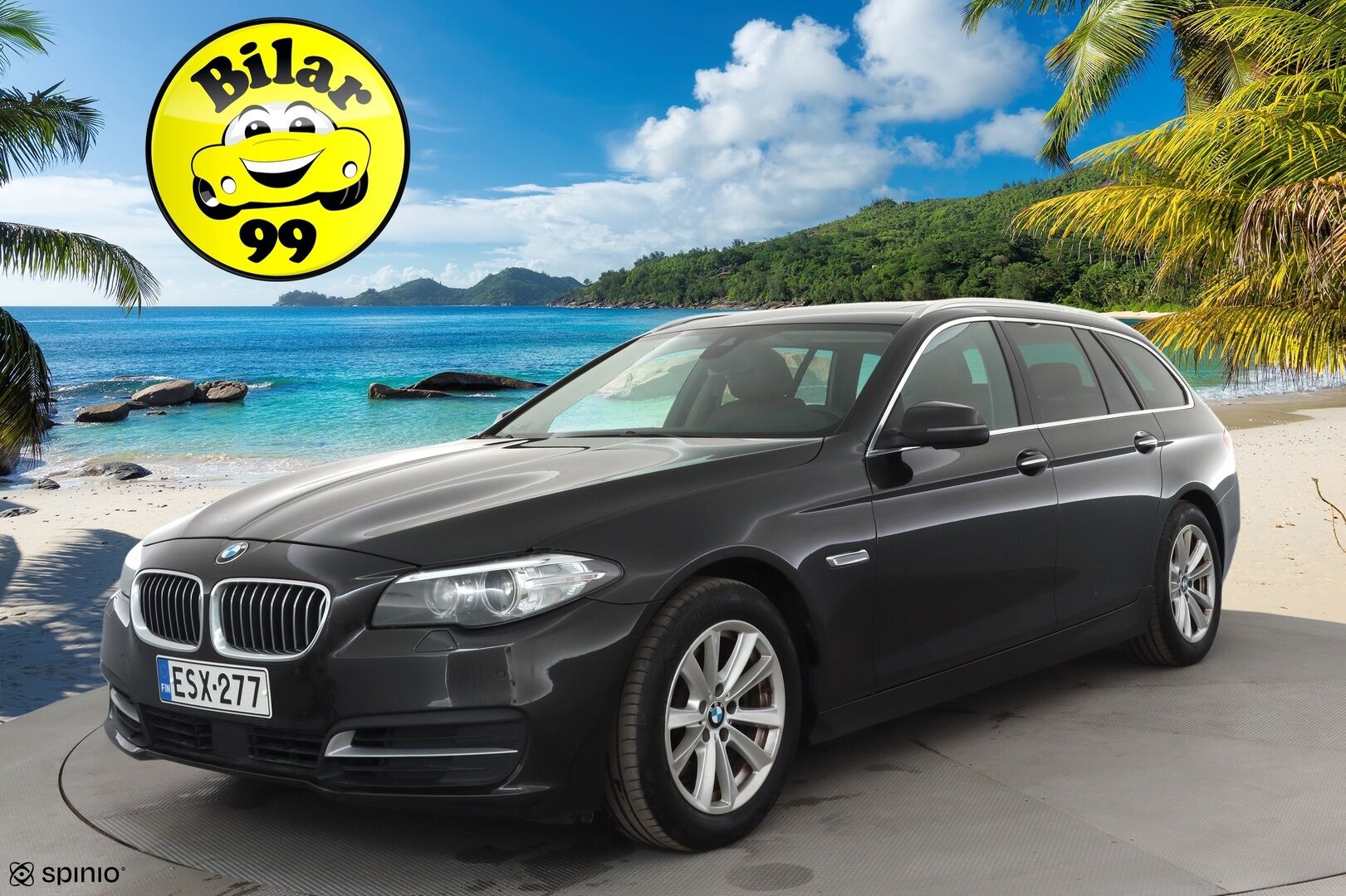 BMW 520 2015 F11 Touring 520d A Business Exclusive * Panorama / ACC / Xenon / P.Tutkat / Navi / Sisätilanlämmitin * - HUD / HiFi / Nahkaverhoilu / Kahdet renkaat aluvanteilla