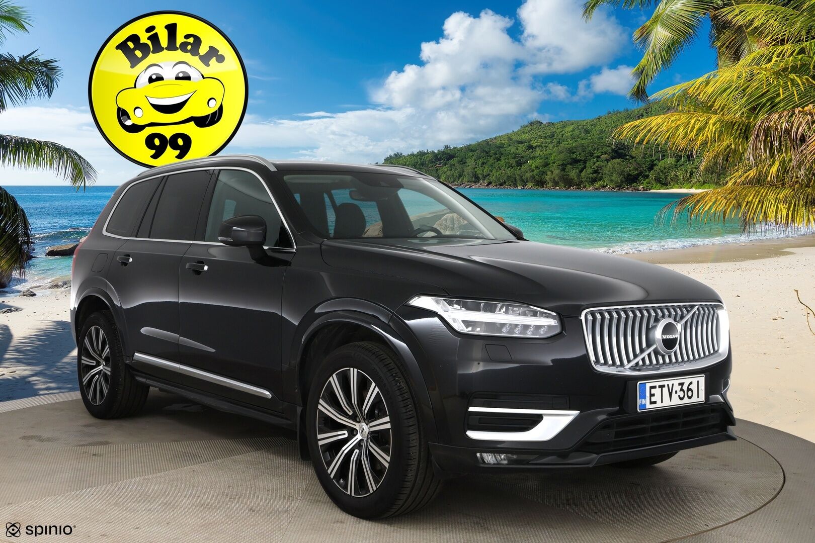Volvo XC90 2022 B5 AWD MHEV Inscription aut 7-P / Webasto / Adapt. vak / P-Kamera / Muistipenkit / BLIS / Keyless / Apple&Android - 3,99 % KORKOTARJOUS TÄHÄN AUTOON 31.8. ASTI! - Suomi-Auto / 7-istuimella / 2x renkailla & vanteilla!