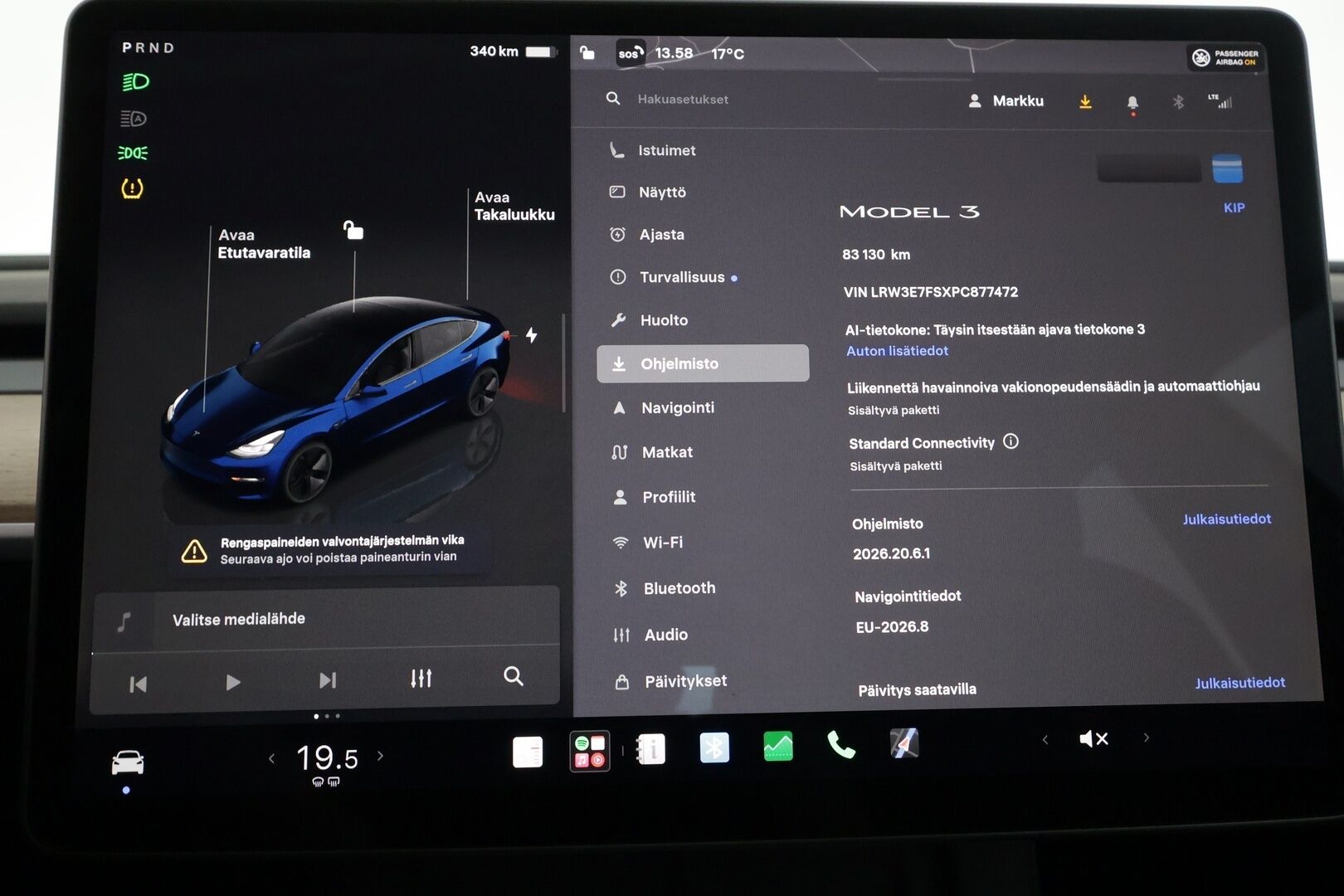 Tesla Model 3 2023 RWD - | 1-om suomiauto | ACC | ILP | Ryzen | Lasikatto | Matrix | Sähkönahat | Muistipenkki | P.kamera | Keyless | Autosteer | 2x renkaat aluin | ALV |