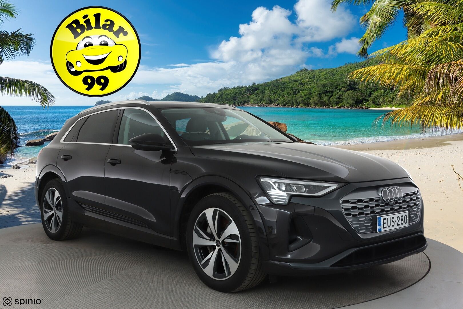 Audi Q8 e-tron 2023 55 e-tron quattro **360° / Adapt.Vakkari / Bang&Olufsen / Matrix-LED / Sporttipenkki Muistilla / Koukku / Navi** - 2,99 % KORKOTARJOUS TÄHÄN AUTOON - Akku kuntotarkastettu / Suomi-auto / Kahdet Renkaat 