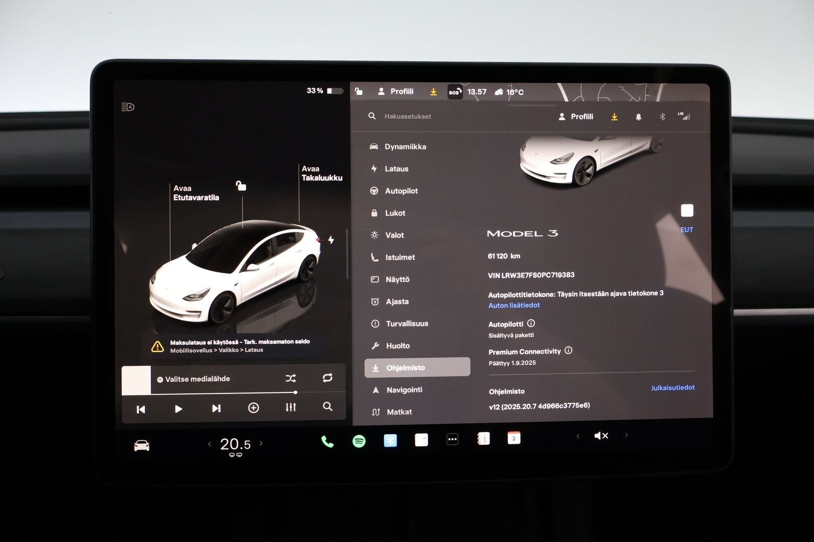 Tesla Model 3 2023 Standard Range Plus - AMD Ryzen / Lämpöpumppu / Lasikatto / Matrix-LED / Adapt.Vakkari / P.Kamera / Juuri saapunut Tampereelle!