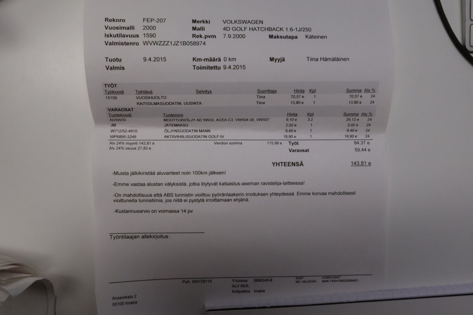Volkswagen Golf 2001 Mk4 1.6 77kw - Myydään huutokaupat.com | Suomi-auto | Lohko+sis | 2x renkaat 