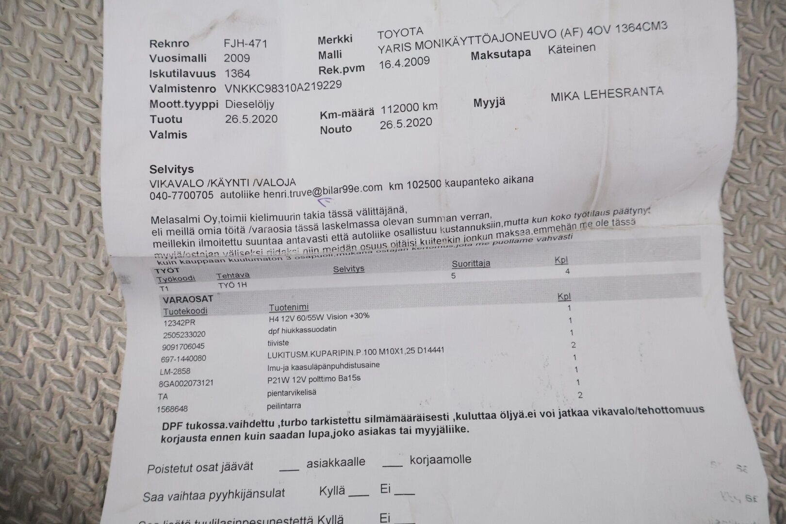 Toyota Yaris 2009 1,4 D-4D DPF Linea Terra 5ov - * MYYDÄÄN HUUTOKAUPAT.COM * VAKKARI / ILMASTOINTI / LOHKO *  