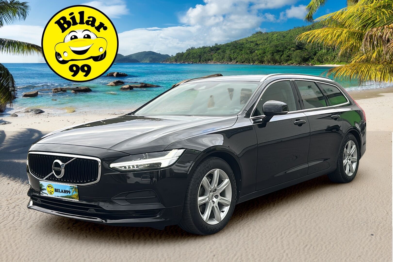 Volvo V90 2018 D3 Business aut / Adapt. vak. / Webasto / Ruskeat nahat / Keyless / Apple&Android / - Ilman AD-Blue:ta / Merkkihuollettu Suomi-Auto / Juuri huollettu!