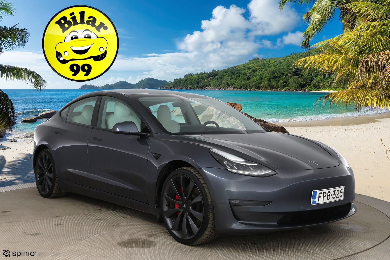 Tesla Model 3 2020 Performance Dual Motor AWD / FSD täysin itsenäinen ajo / Valkoinen sisusta / Premium äänentoisto / Lasikatto - 2x renkaat / FSD / Vaaleat nahat 